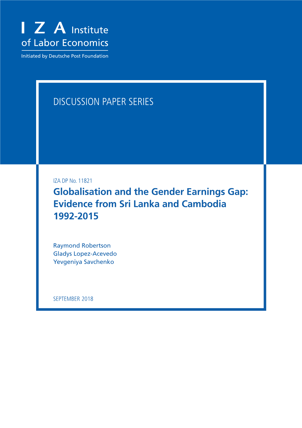 Globalisation and the Gender Earnings Gap: Evidence from Sri Lanka and Cambodia 1992-2015