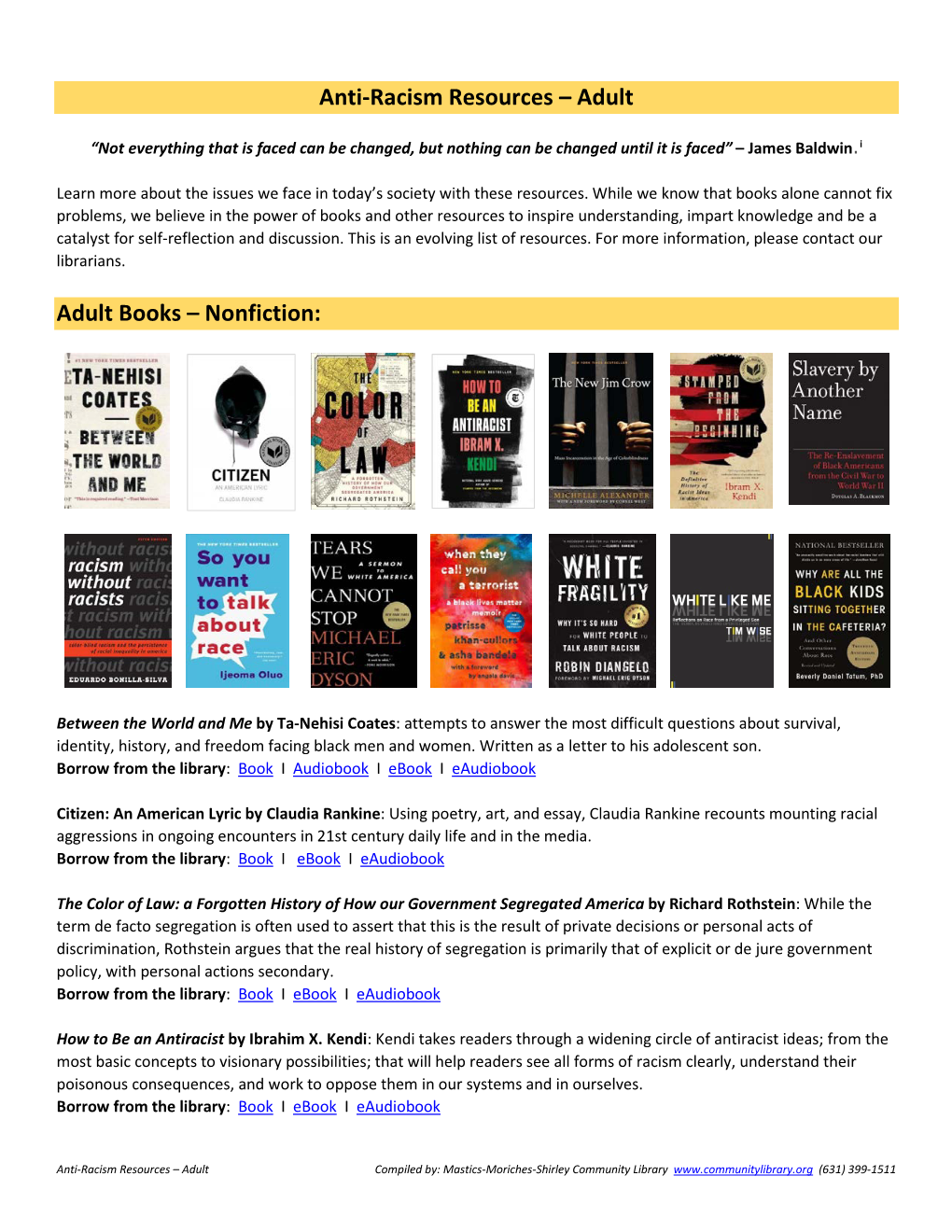Anti-Racism Resources – Adult