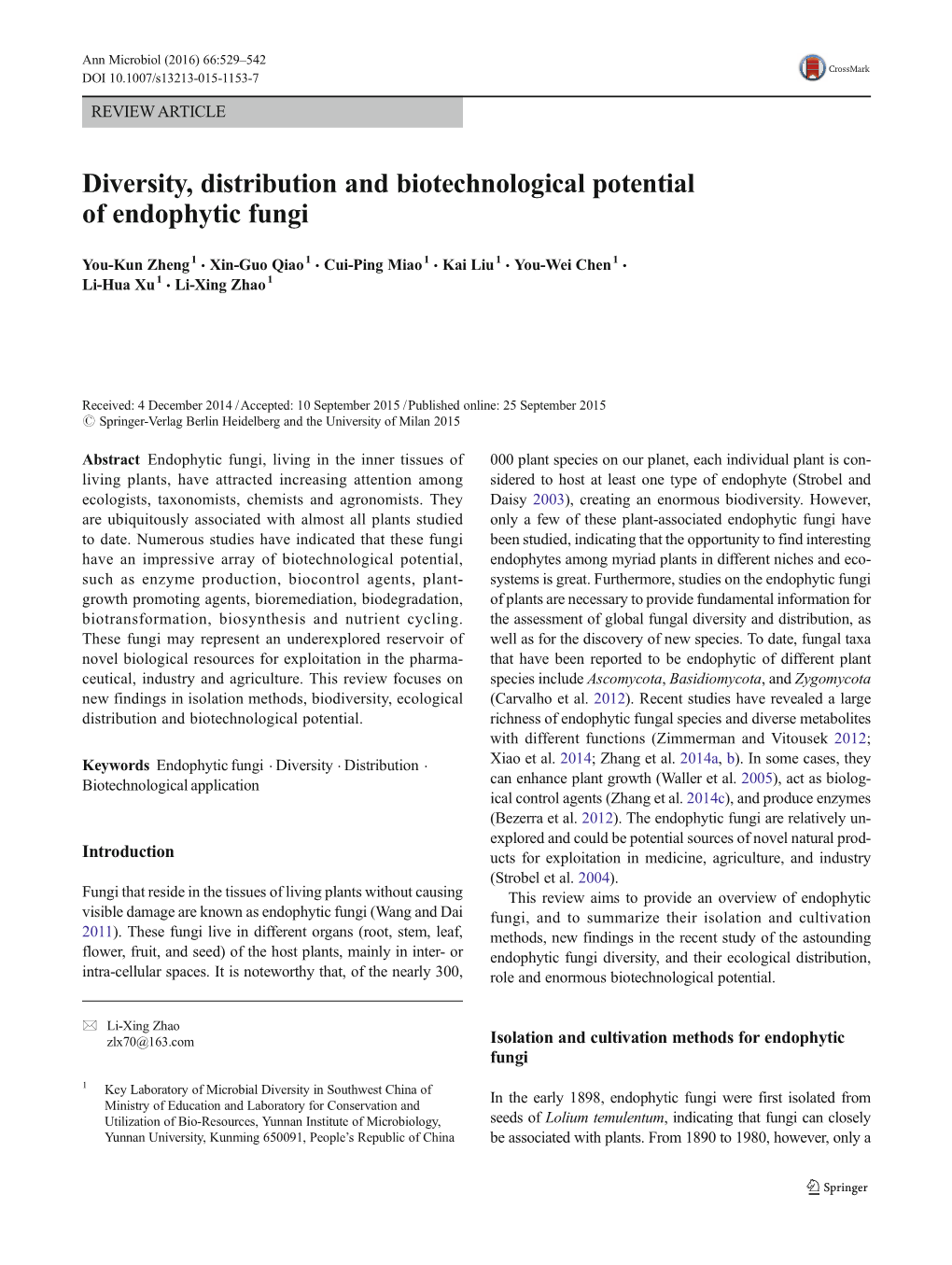 Diversity, Distribution and Biotechnological Potential of Endophytic Fungi