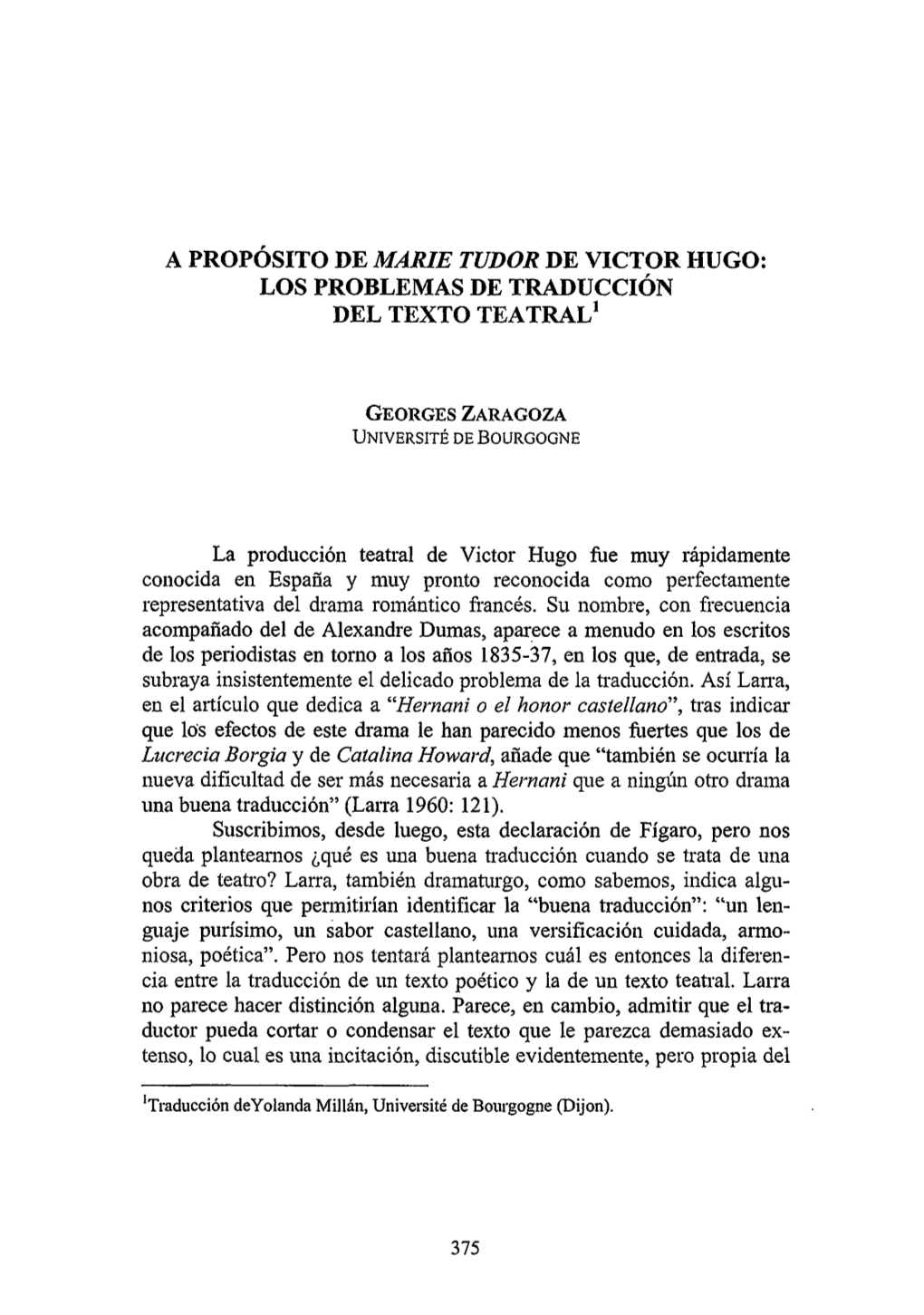 A Propósito De "Marie Tudor" De Víctor Hugo: Los Problemas De Traducción