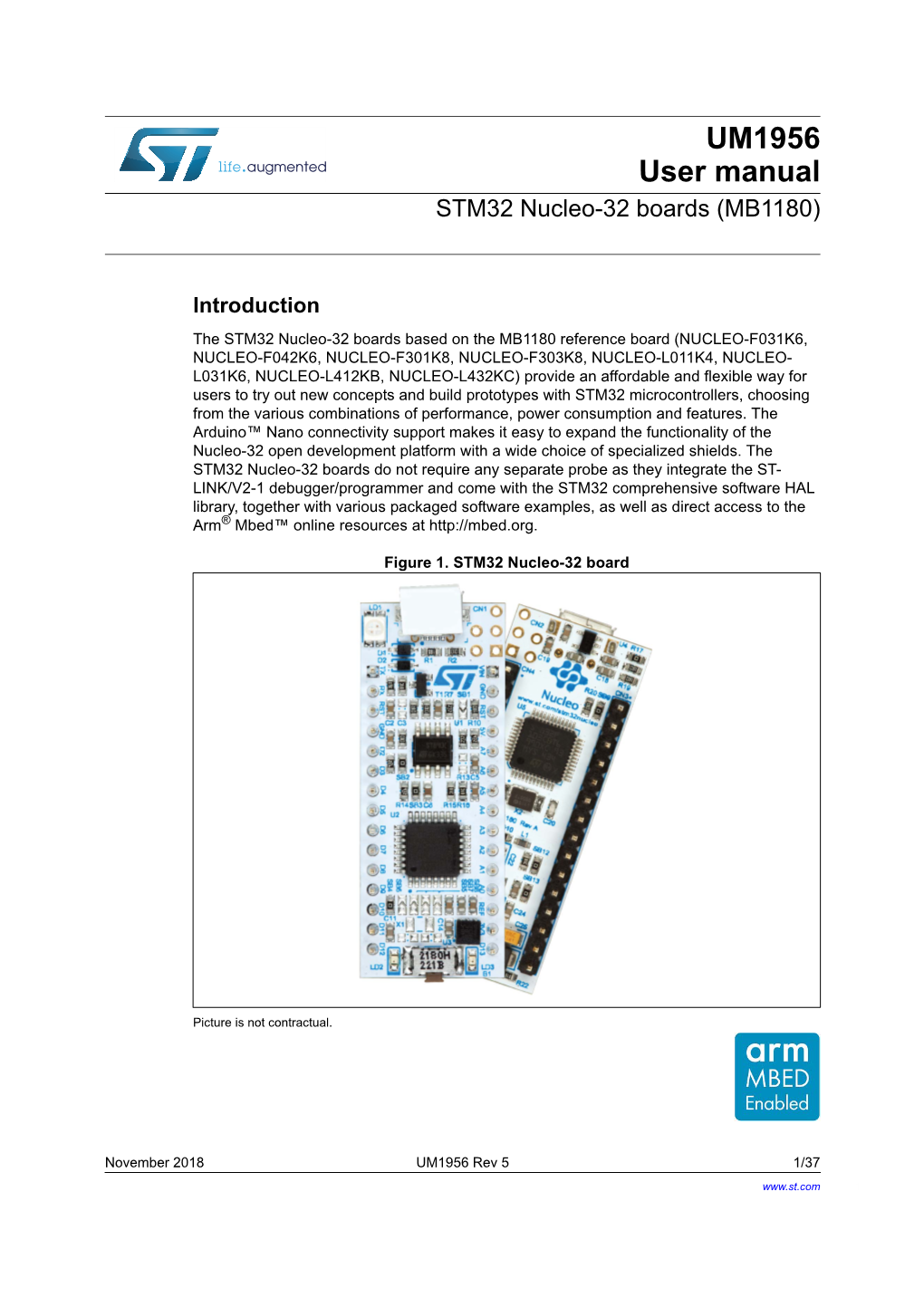 STM32 Nucleo-32 Boards (MB1180)