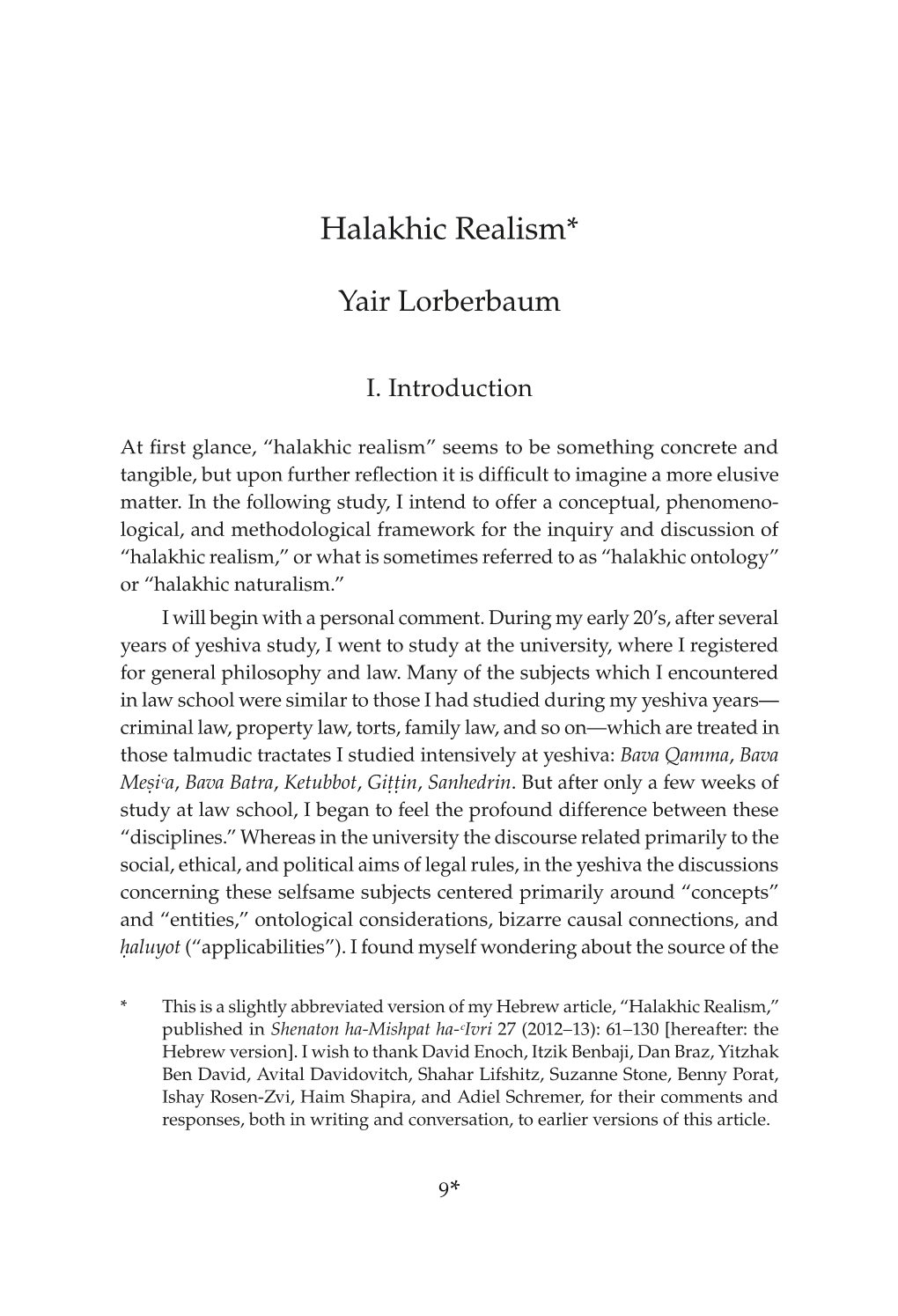 Halakhic Realism*