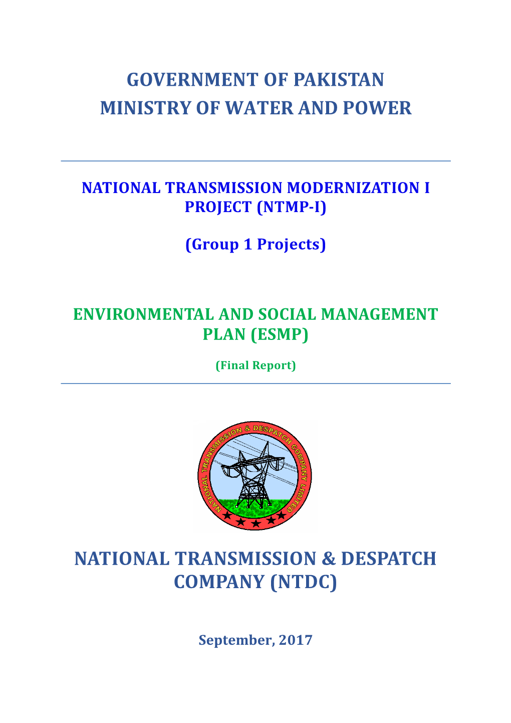 Government of Pakistan Ministry of Water and Power