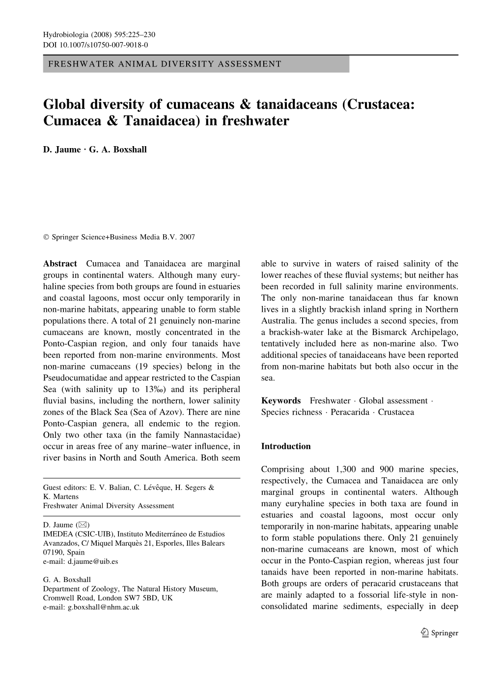 Crustacea: Cumacea & Tanaidacea