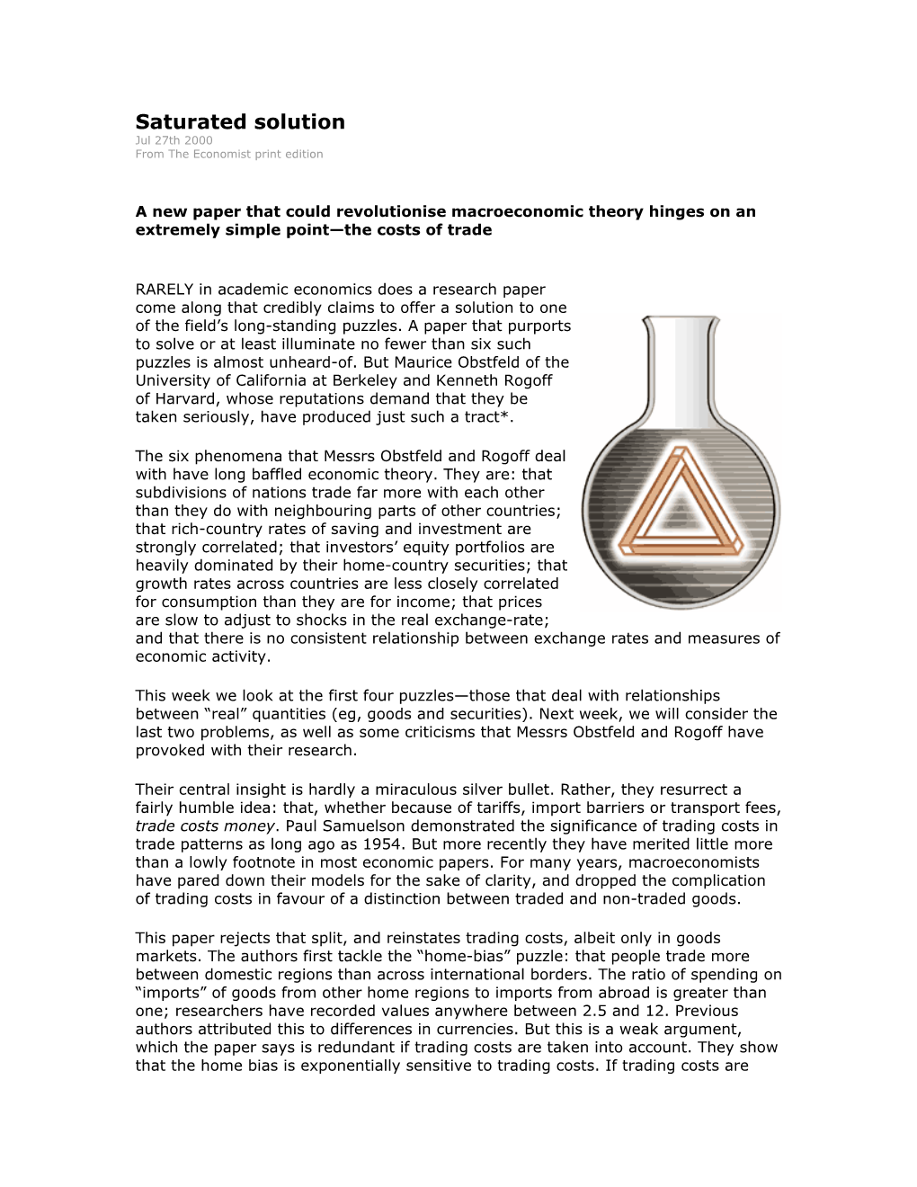 Saturated Solution Jul 27Th 2000 from the Economist Print Edition