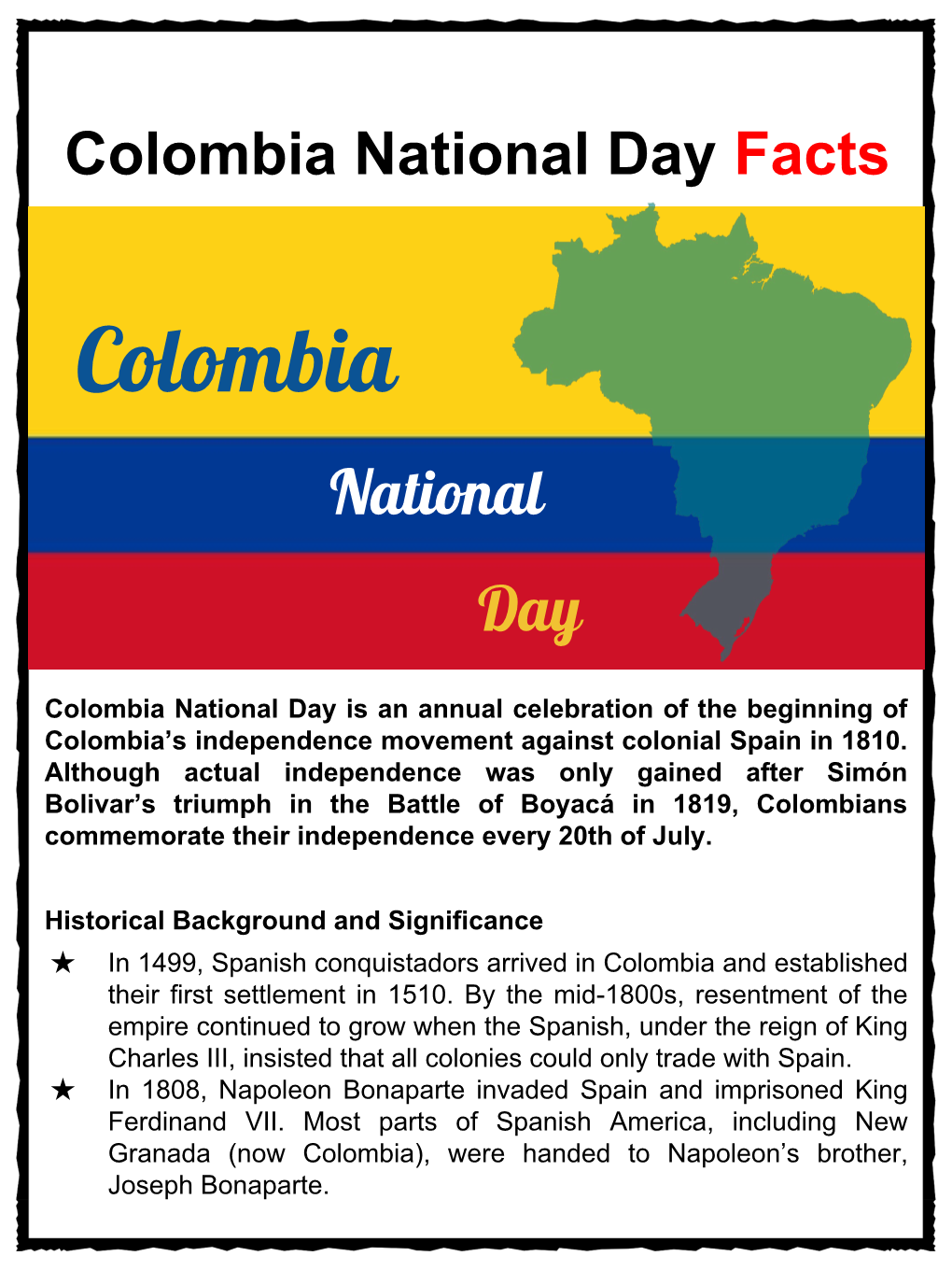 Colombia National Day Facts