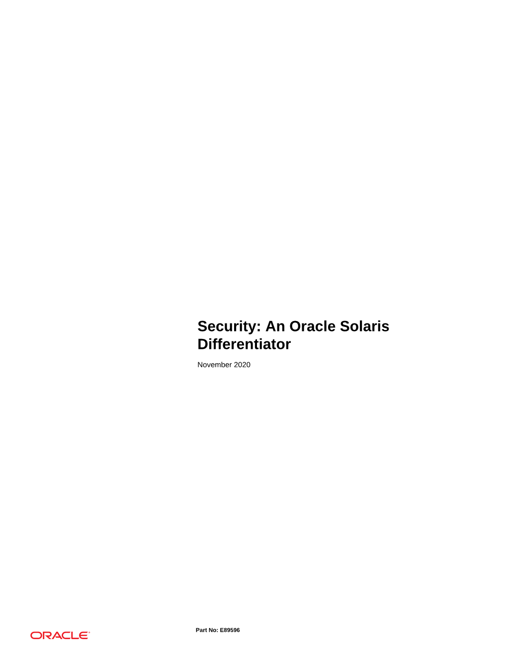 Security: an Oracle Solaris Differentiator November 2020