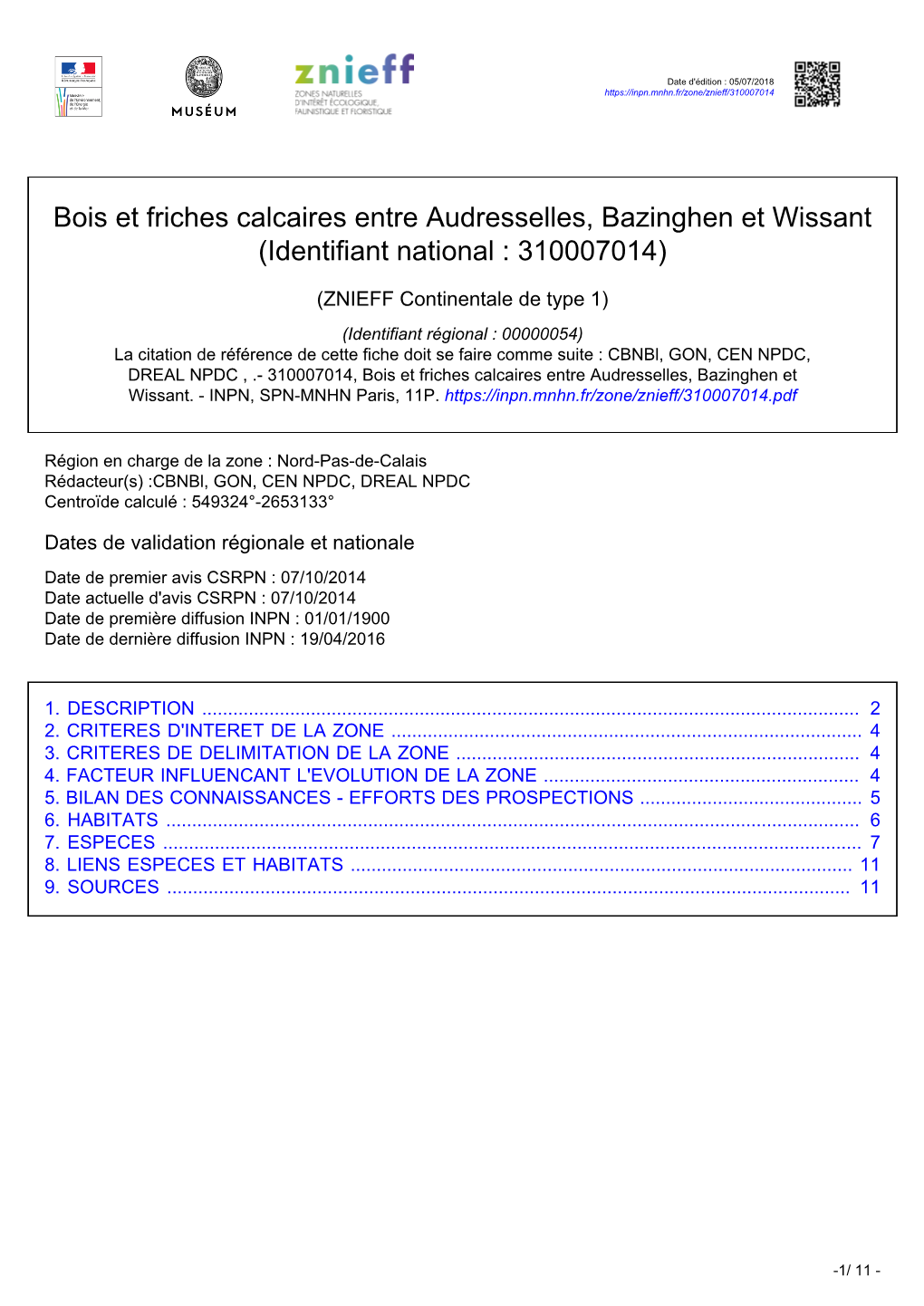 Bois Et Friches Calcaires Entre Audresselles, Bazinghen Et Wissant (Identifiant National : 310007014)