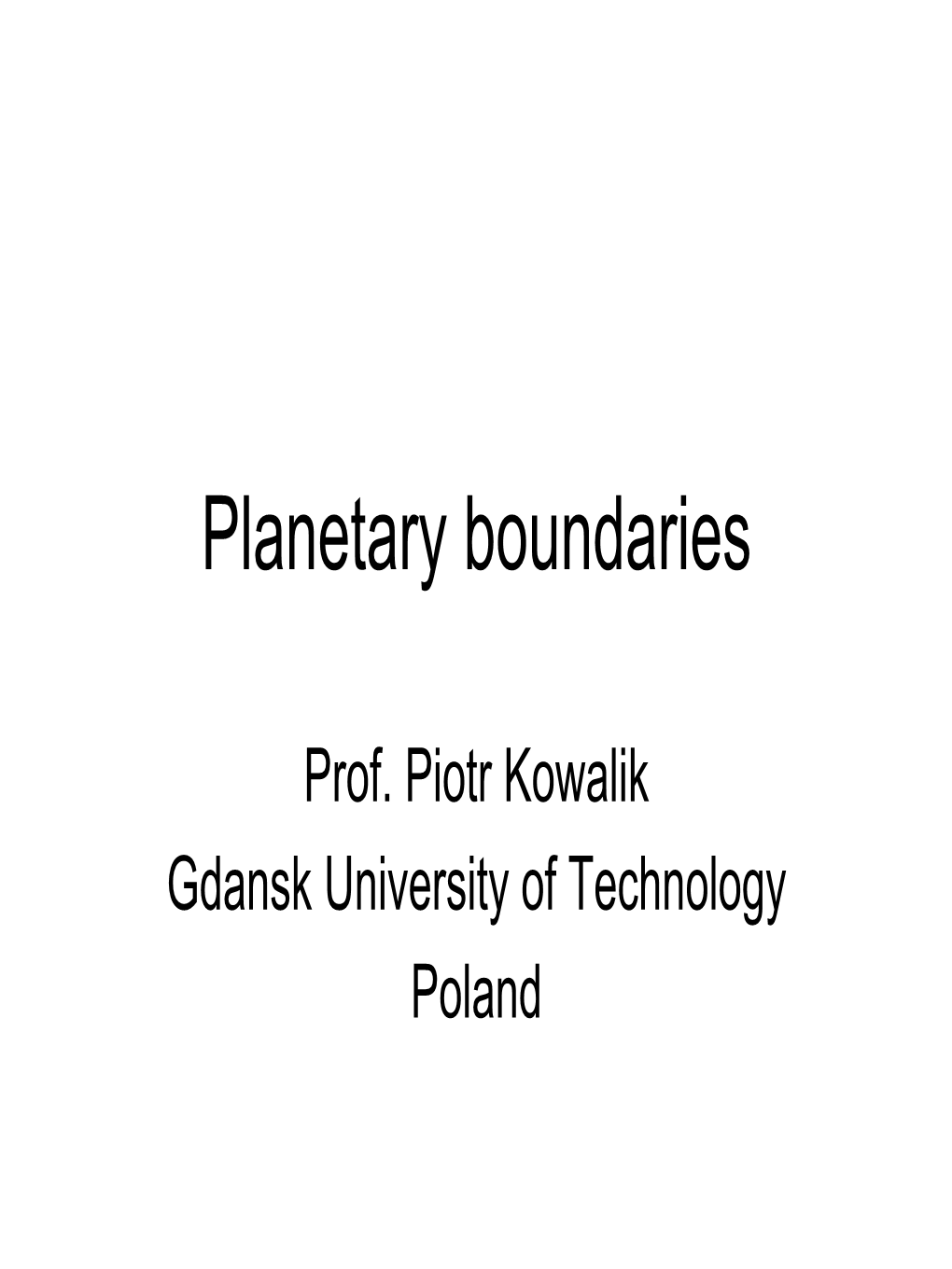 Planetary Boundaries