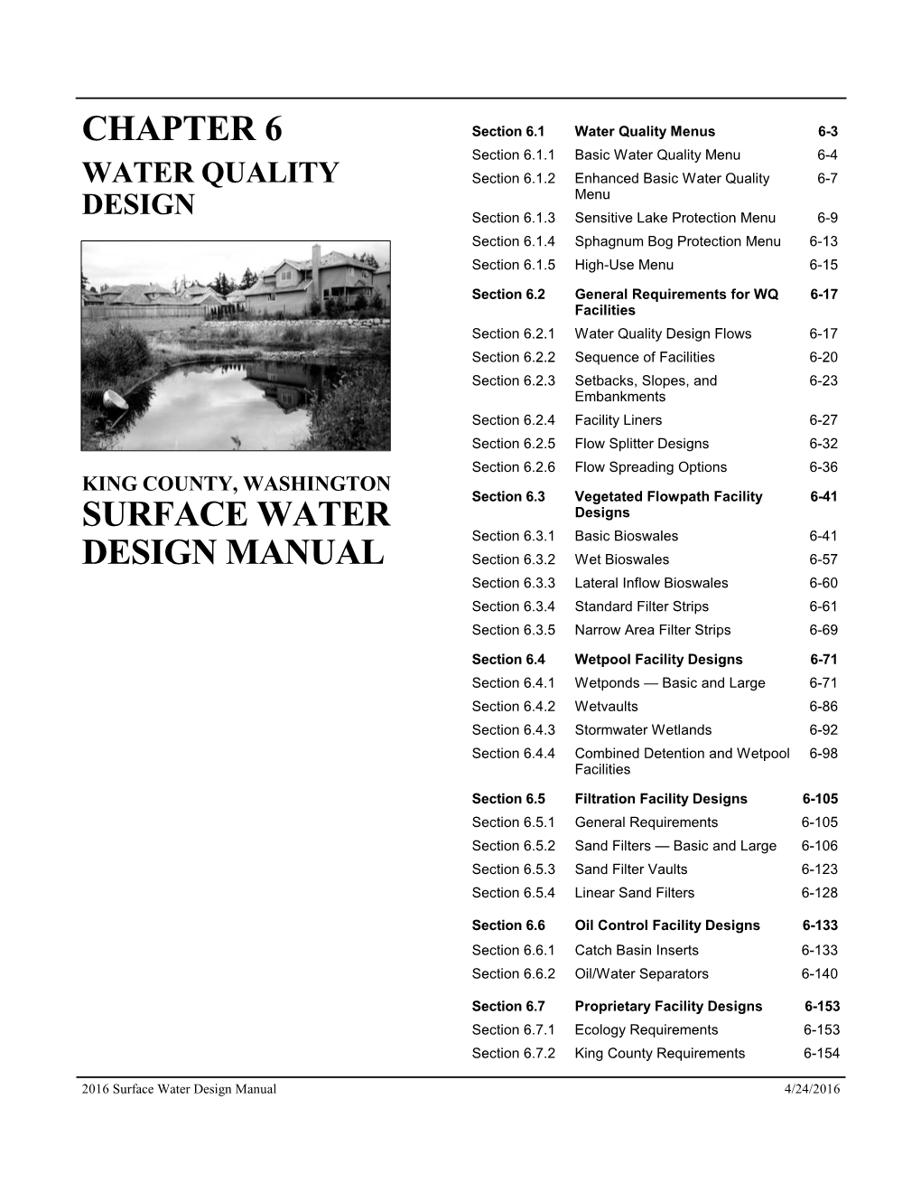 Chapter 6 Water Quality Facility Design