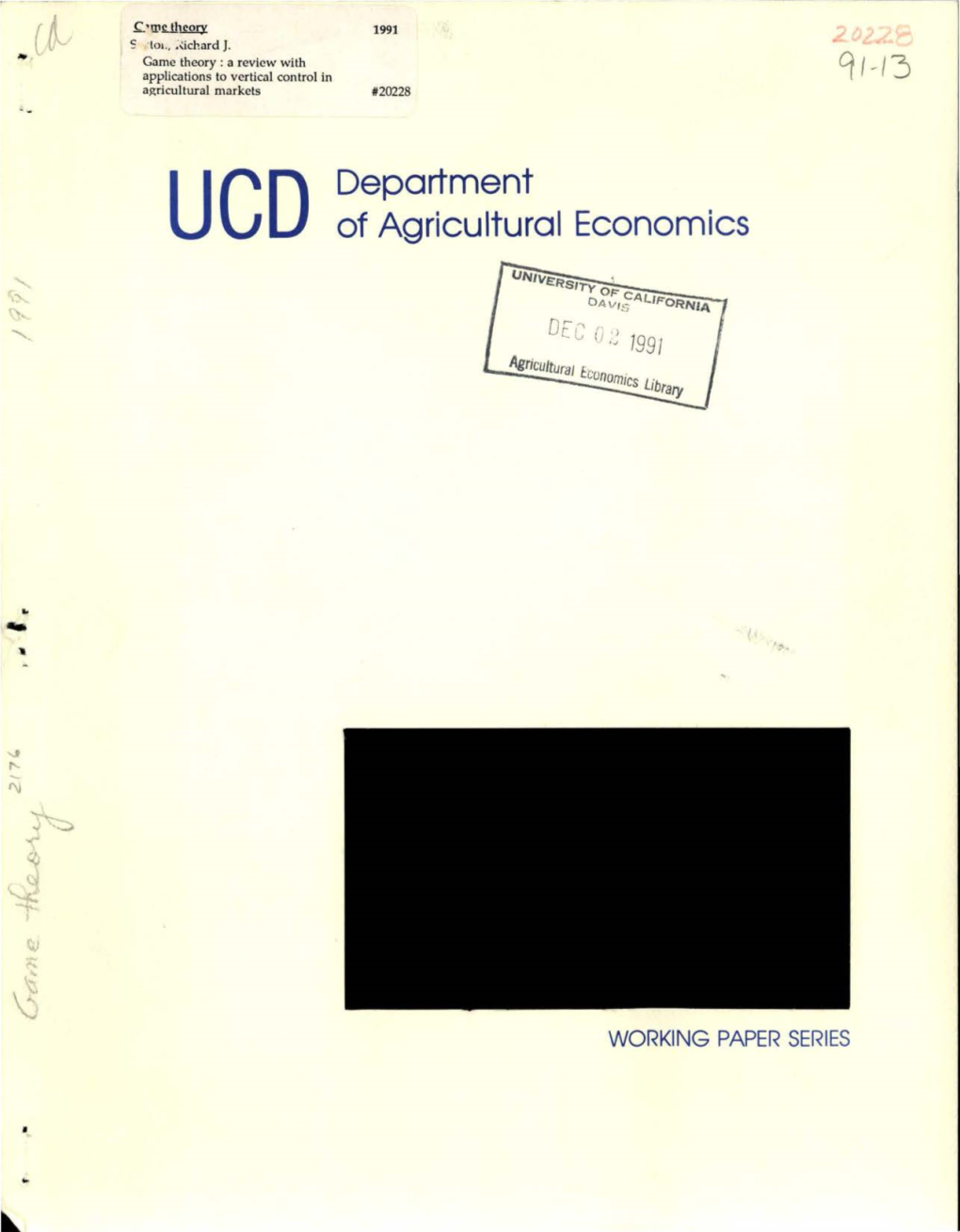 Department of Agricultural Economics