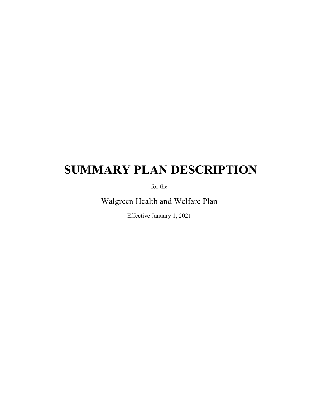 Summary Plan Description