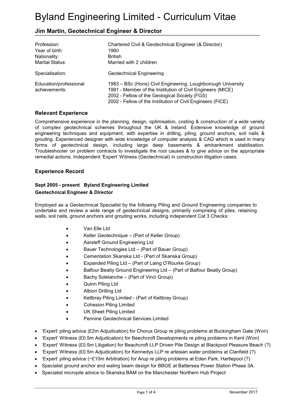 Babtie Curriculum Vitae Template