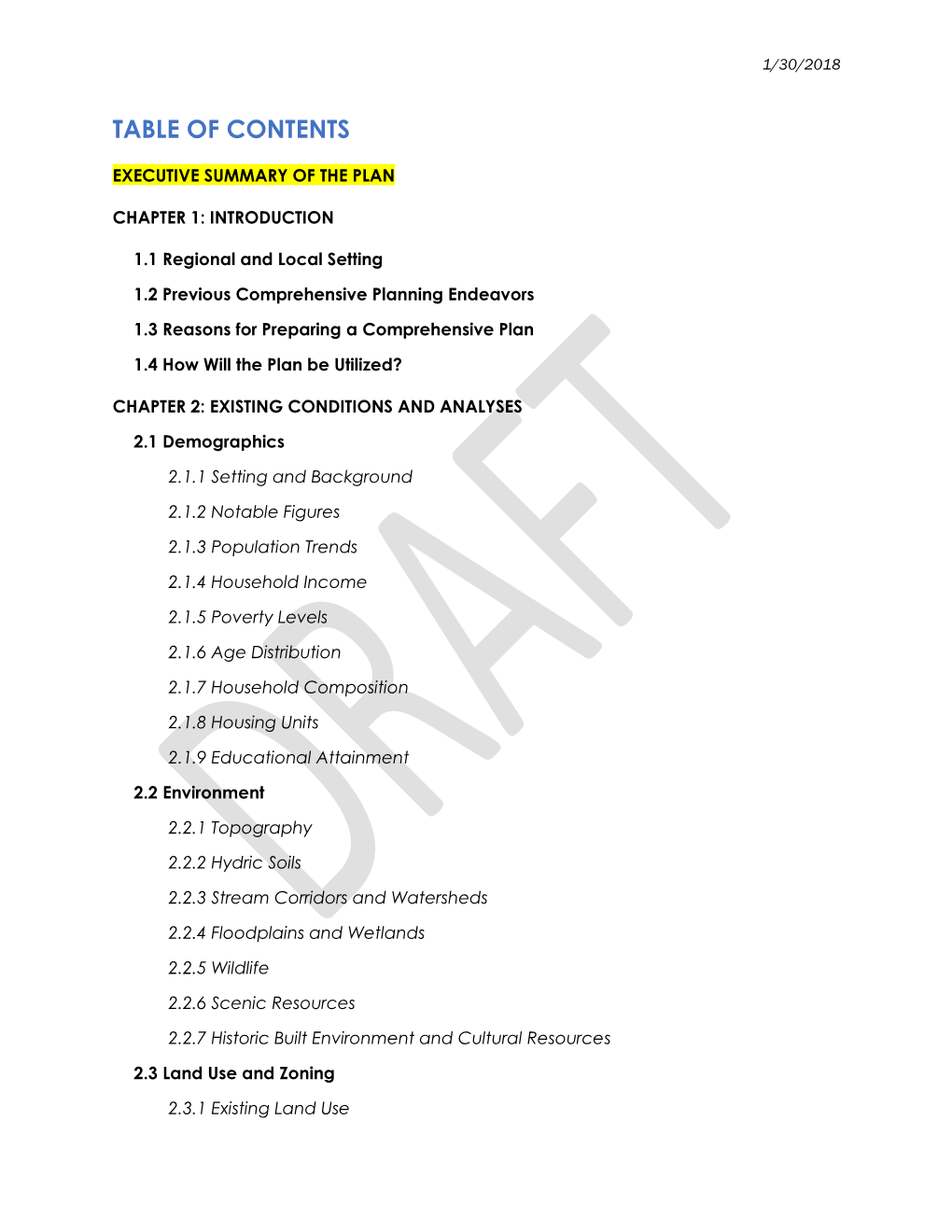 Table of Contents