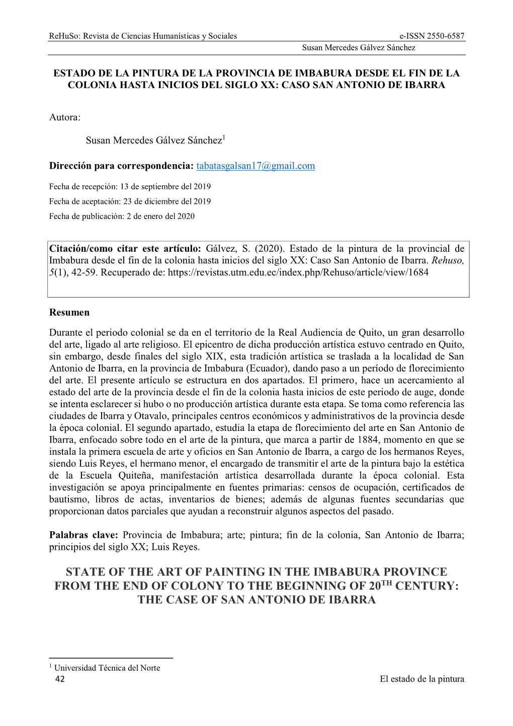 State of the Art of Painting in the Imbabura Province from the End of Colony to the Beginning of 20Th Century: the Case of San Antonio De Ibarra