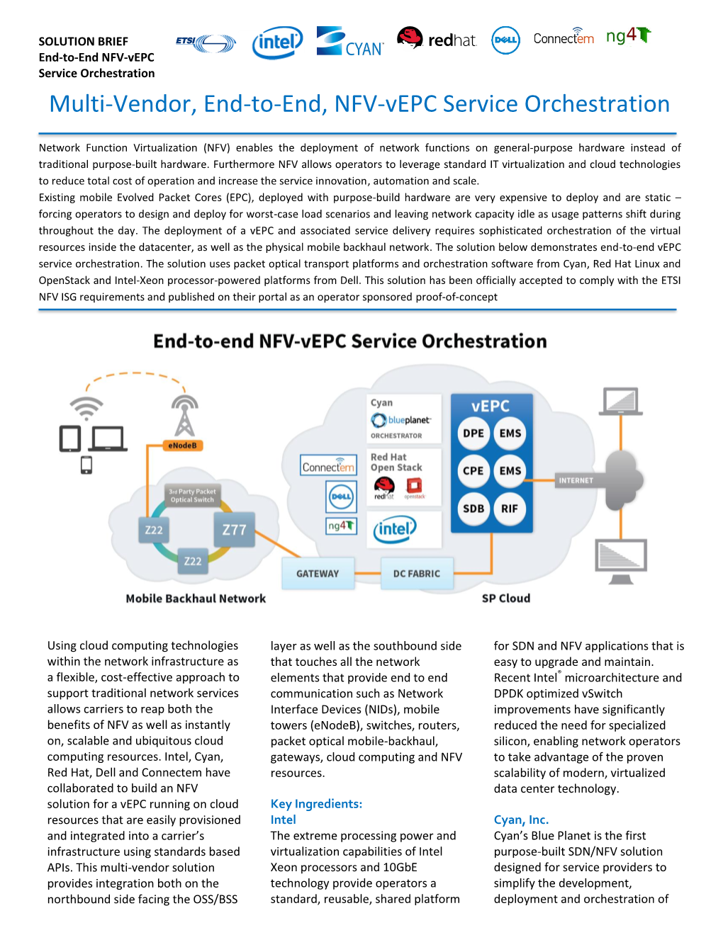 Multi-Vendor, End-To-End, NFV-Vepc Service Orchestration