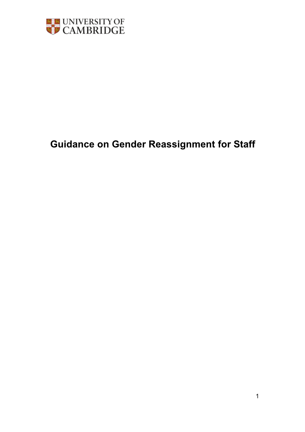 Guidance on Gender Reassignment for Staff
