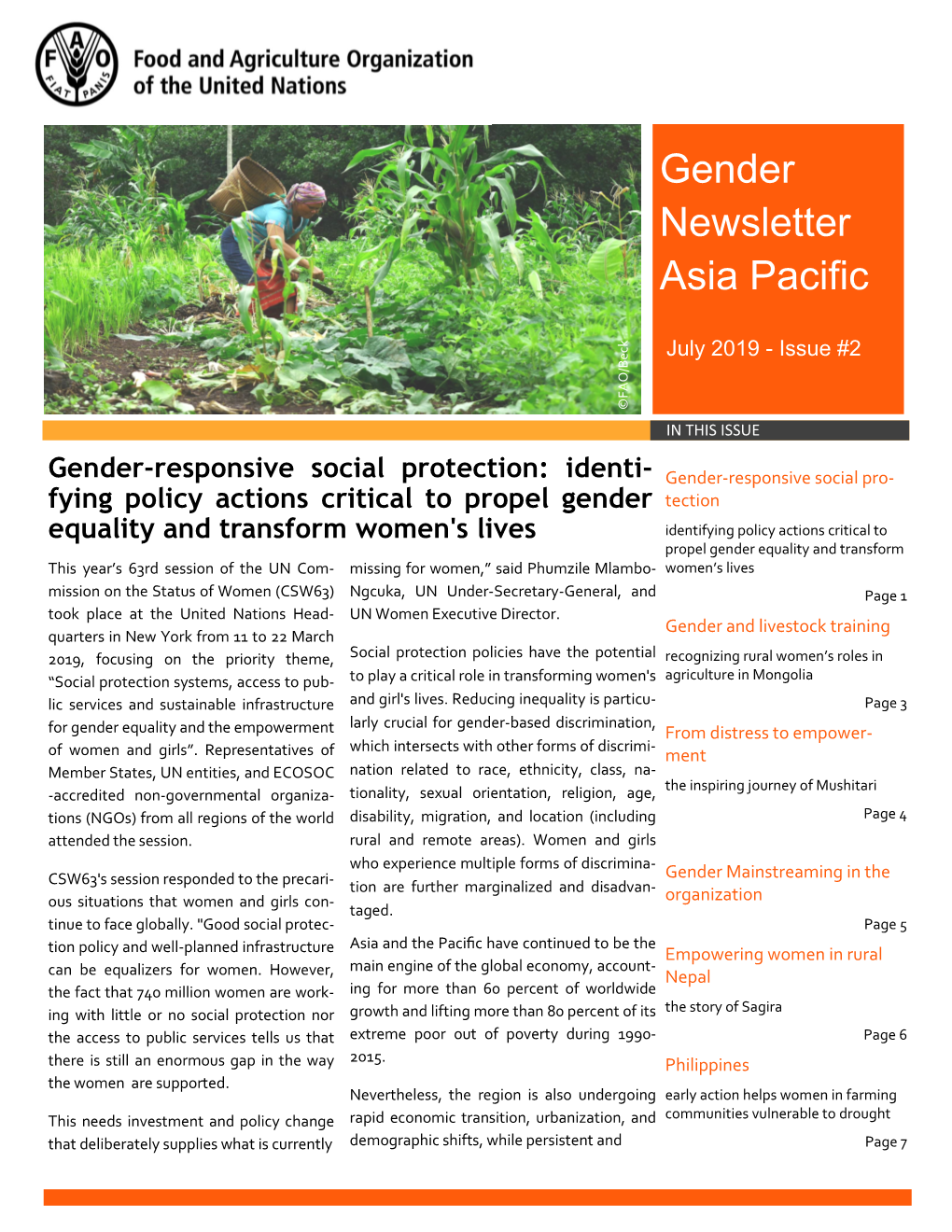 Gender Newsletter Asia Pacific