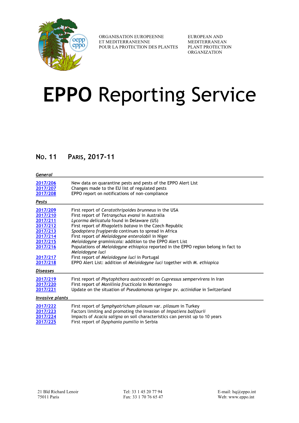 EPPO Reporting Service