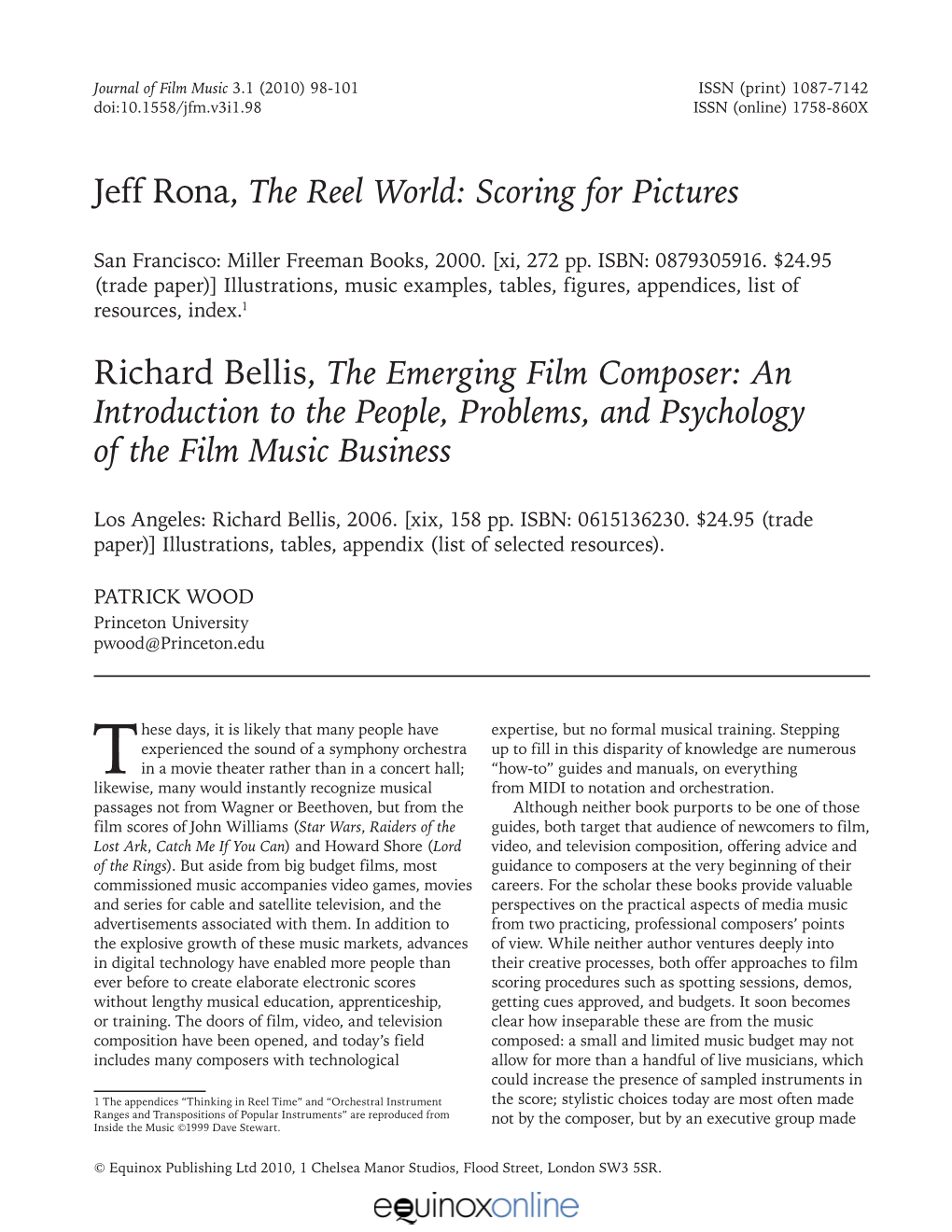 Jeff Rona, the Reel World: Scoring for Pictures Richard Bellis, The