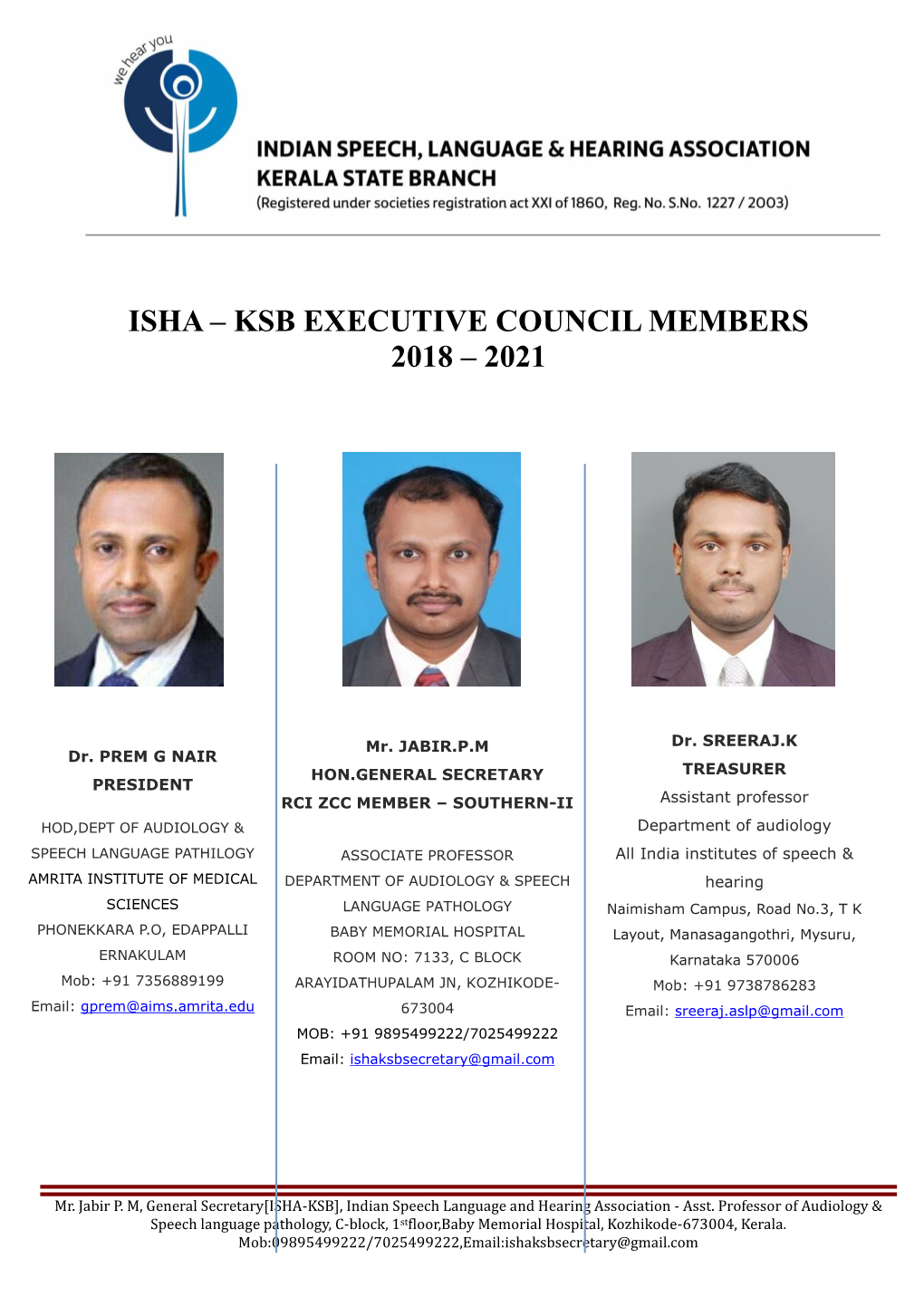 Isha – Ksb Executive Council Members 2018 – 2021