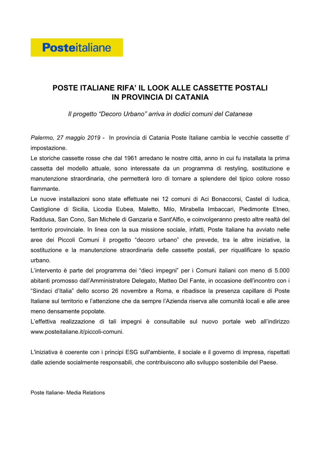 Poste Italiane Rifa' Il Look Alle Cassette Postali In