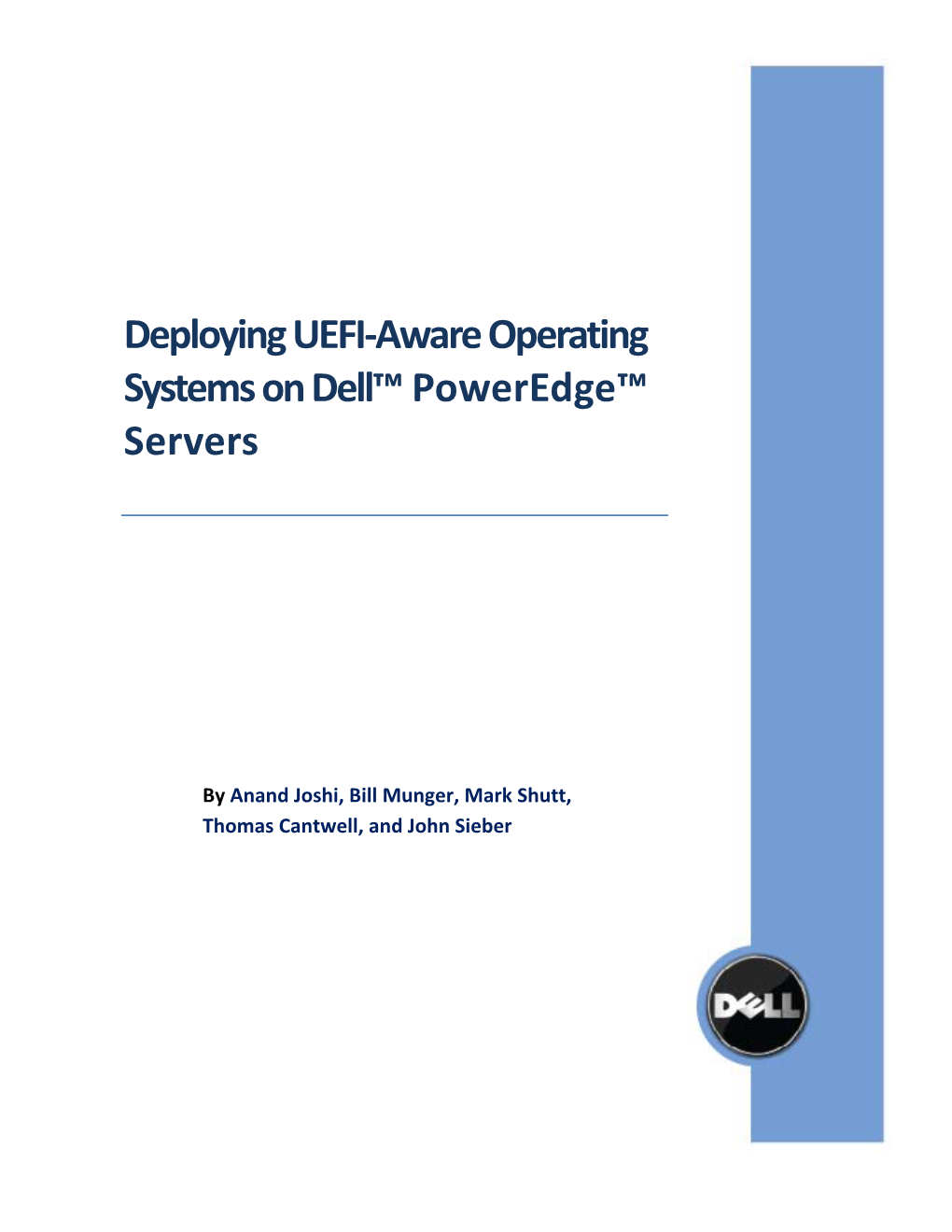 Deploying UEFI‐Aware Operating Systems on Dell™ Poweredge™