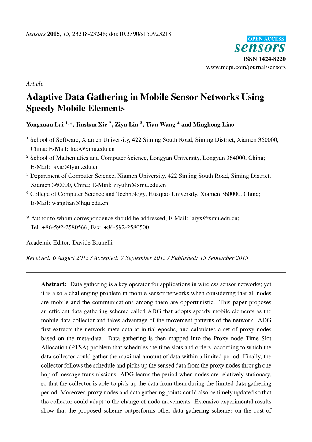 Adaptive Data Gathering in Mobile Sensor Networks Using Speedy Mobile Elements