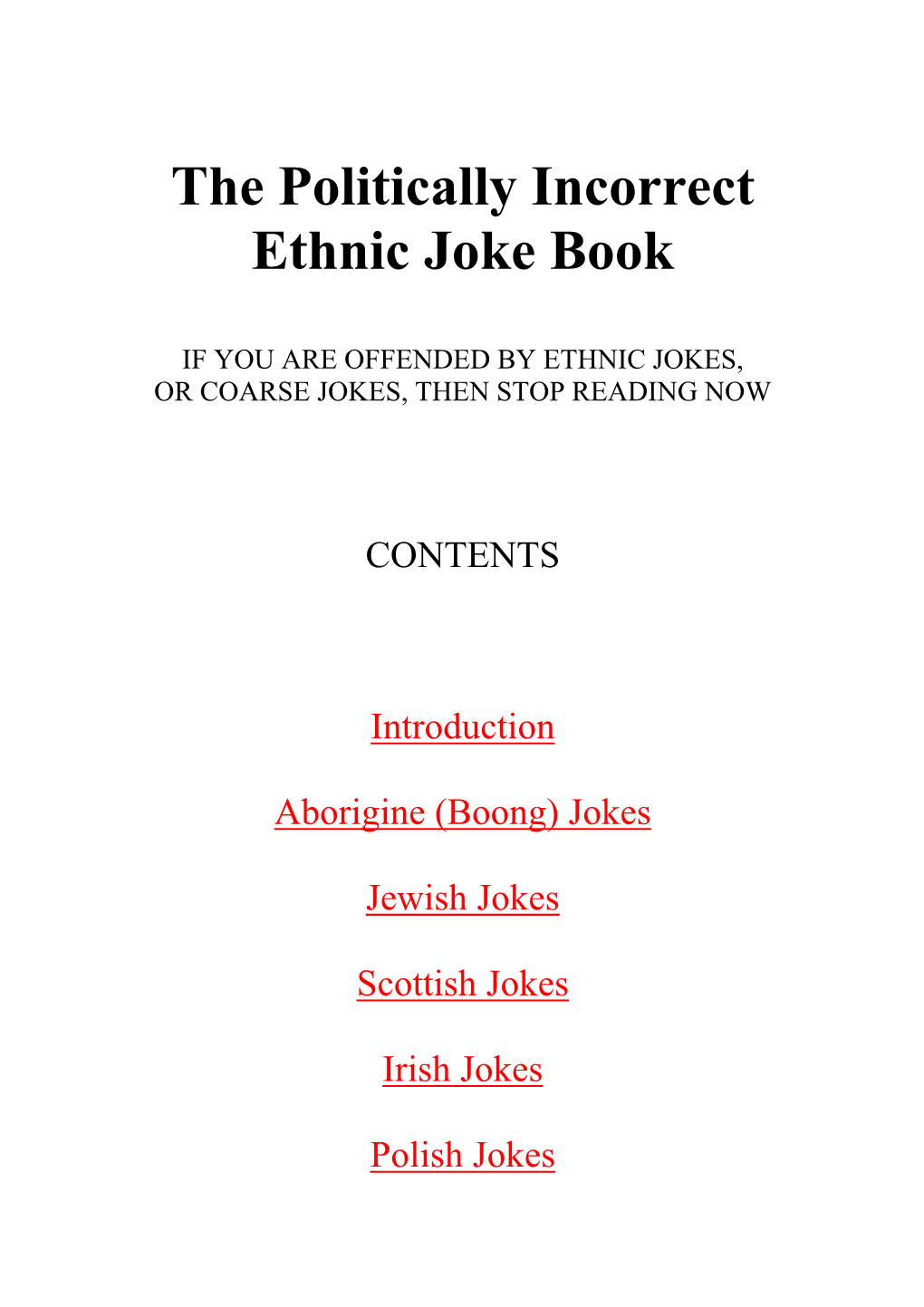 The Politically Incorrect Ethnic Joke Book