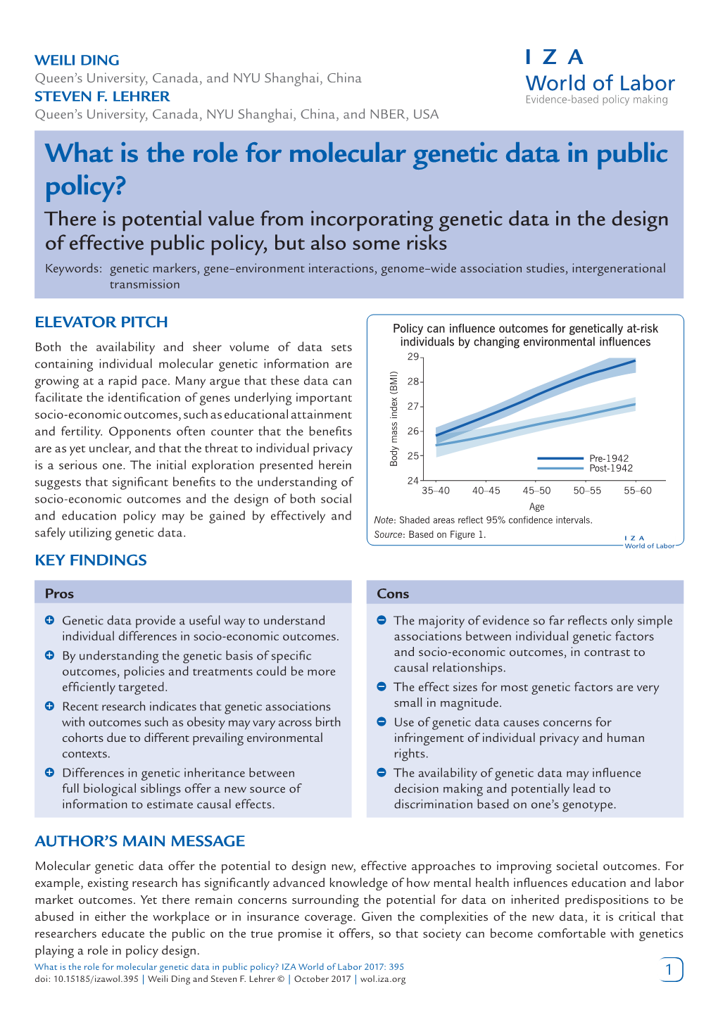 What Is the Role for Molecular Genetic Data in Public Policy?