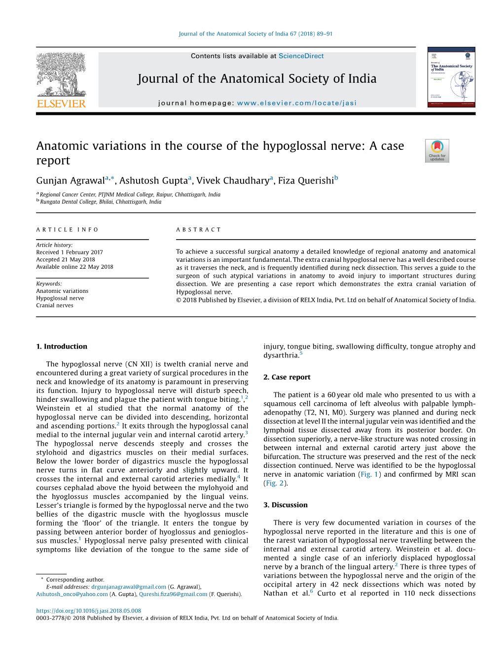 Anatomic Variations in the Course of the Hypoglossal Nerve: a Case Report