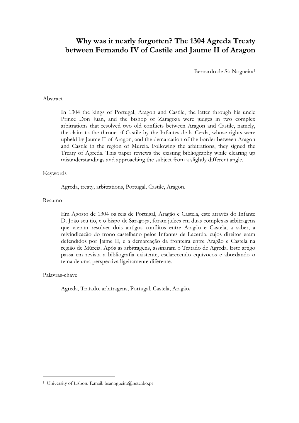 The Agreda Treaty of August 1304 Between Fernando IV of Castile and Jaume II of Aragon