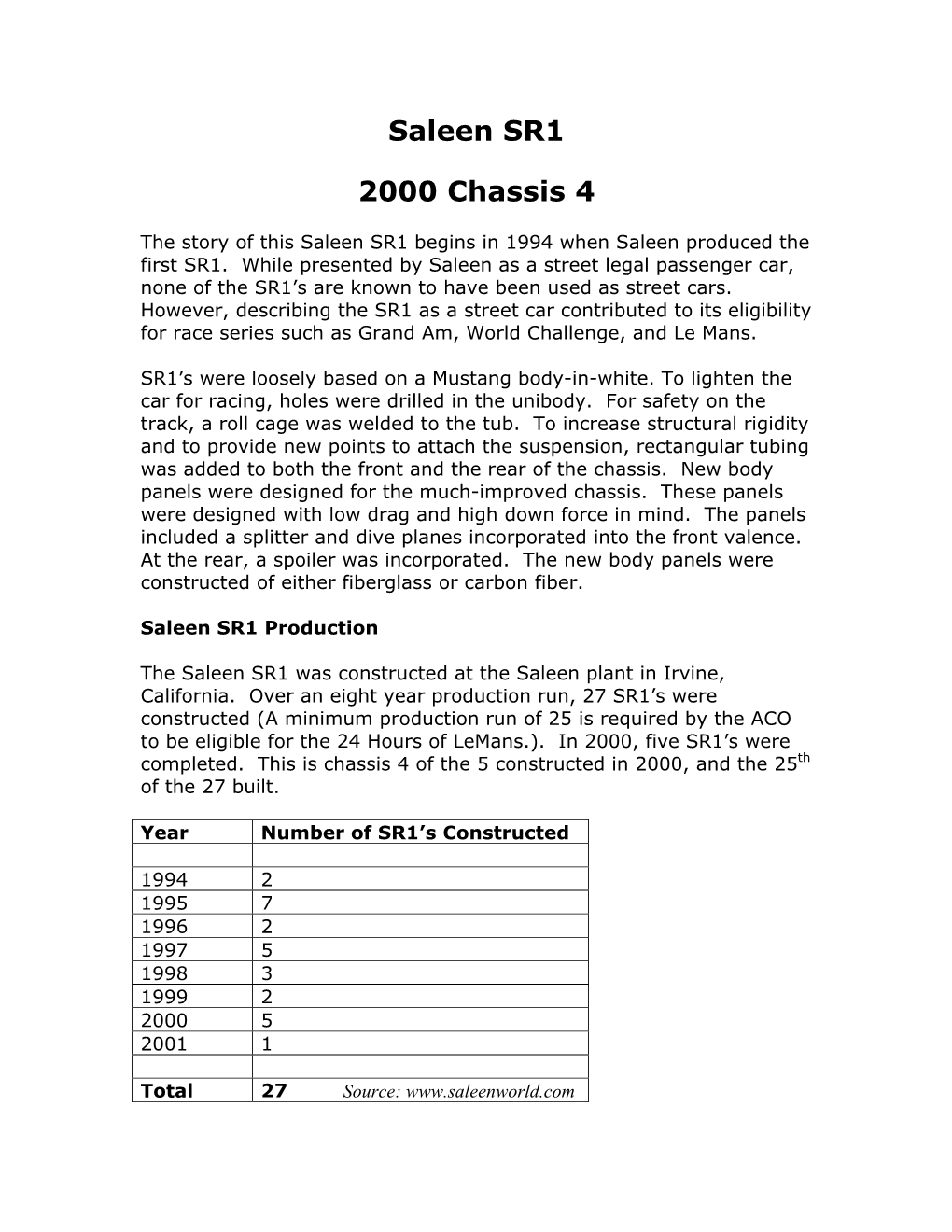 Saleen SR1 2000 Chassis 4