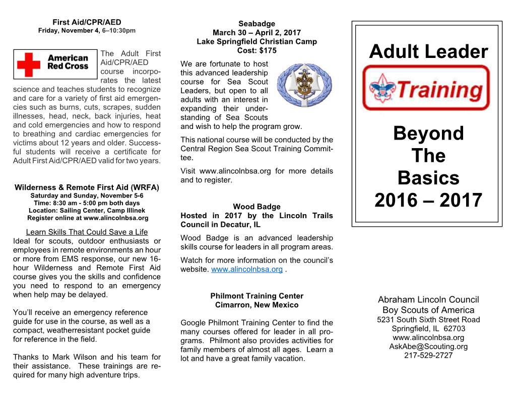 Adult Leader Training Beyoind the Basics