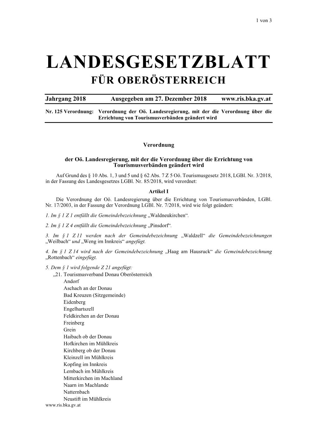 Landesgesetzblatt Für Oberösterreich