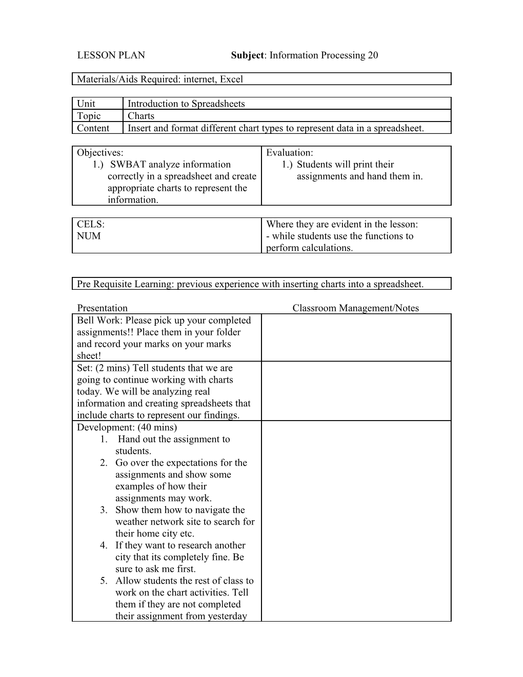 LESSON Plansubject:Information Processing 20