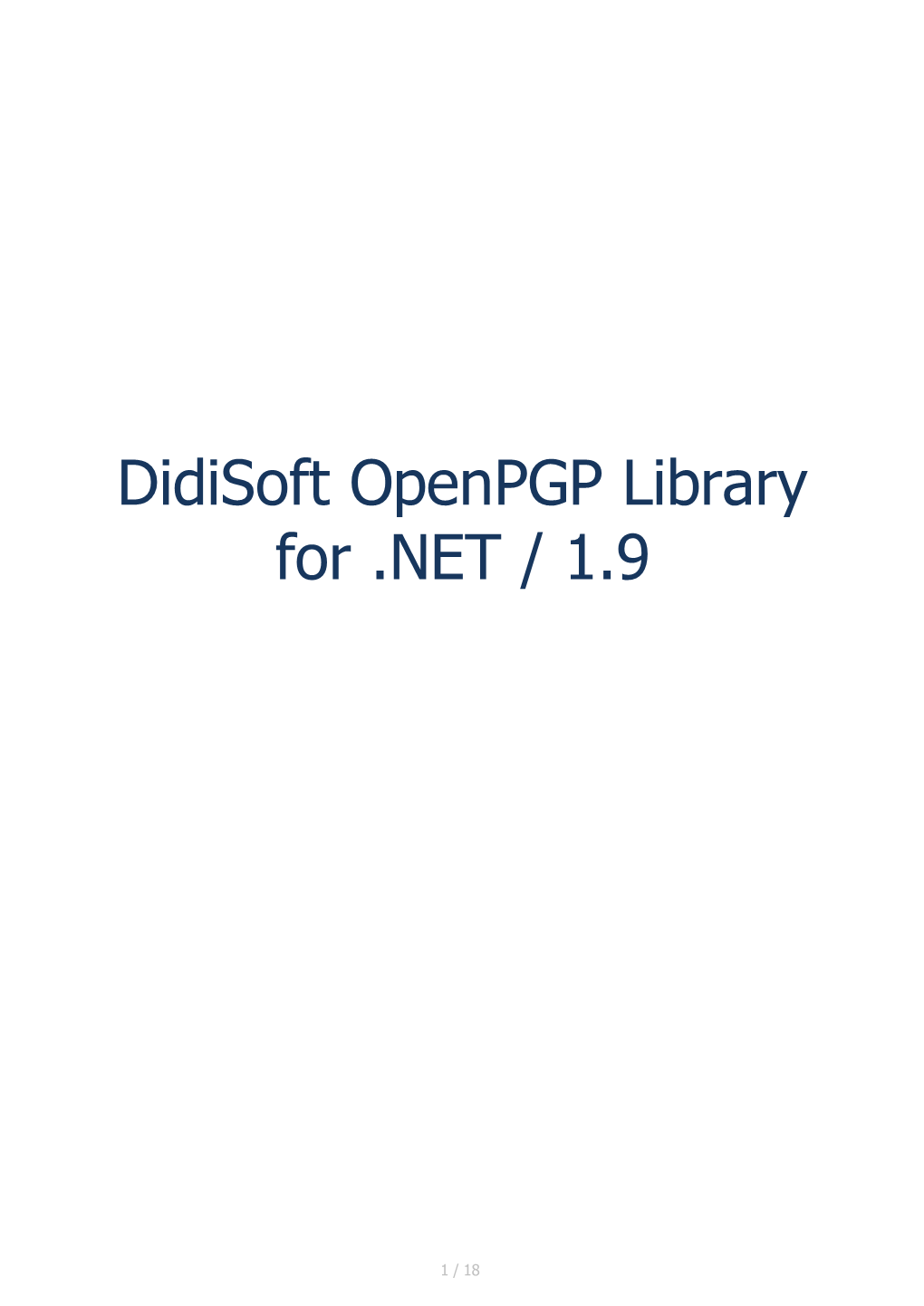 Didisoft Openpgp Library for .NET / 1.9