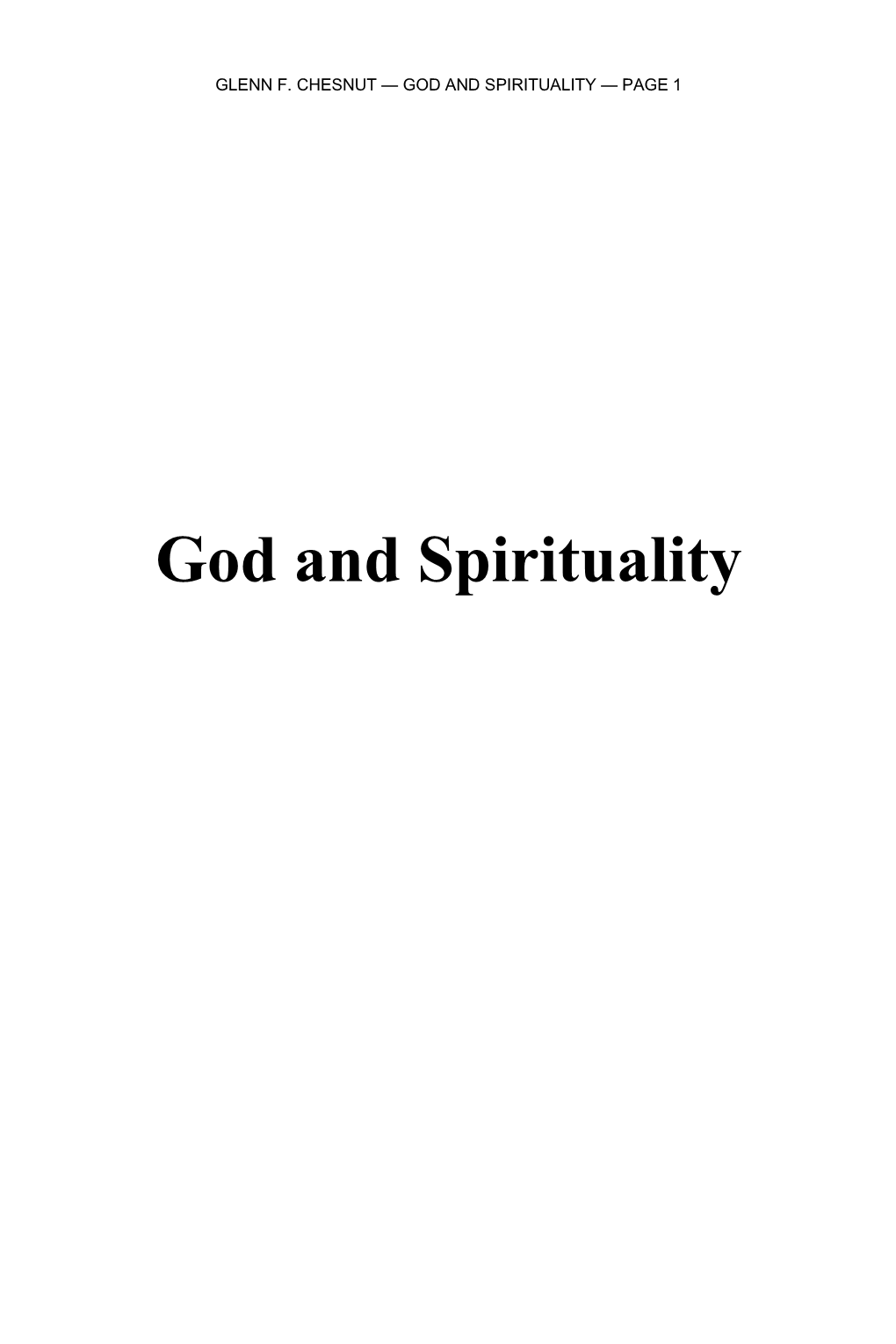 God and Spirituality — Page 1