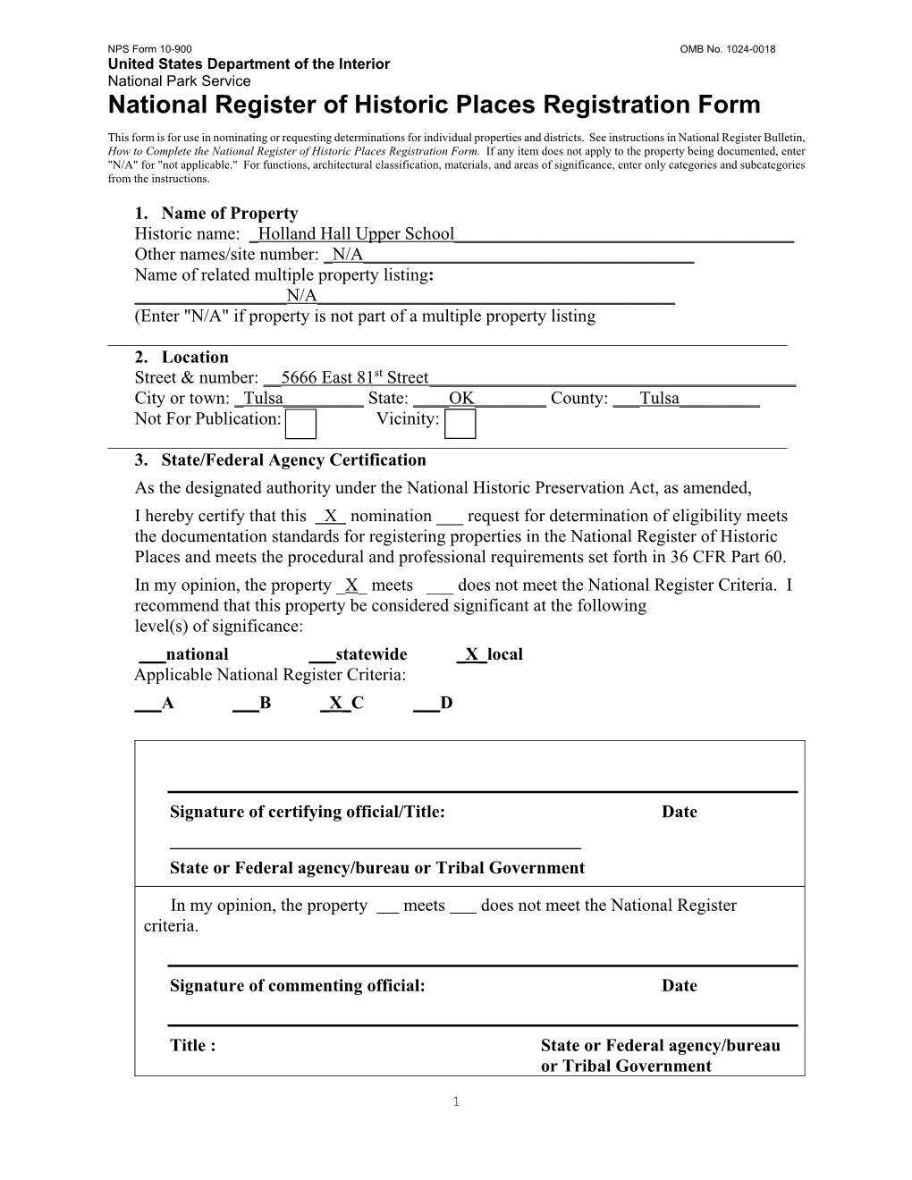 National Register of Historic Places Registration Form