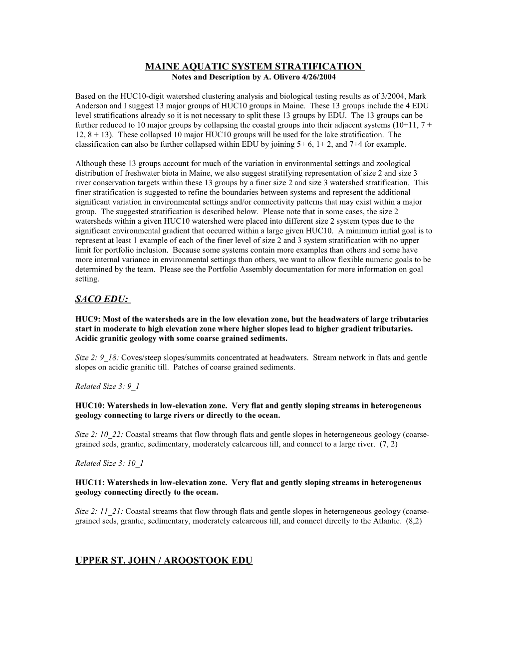 Maine Aquatic System Stratification