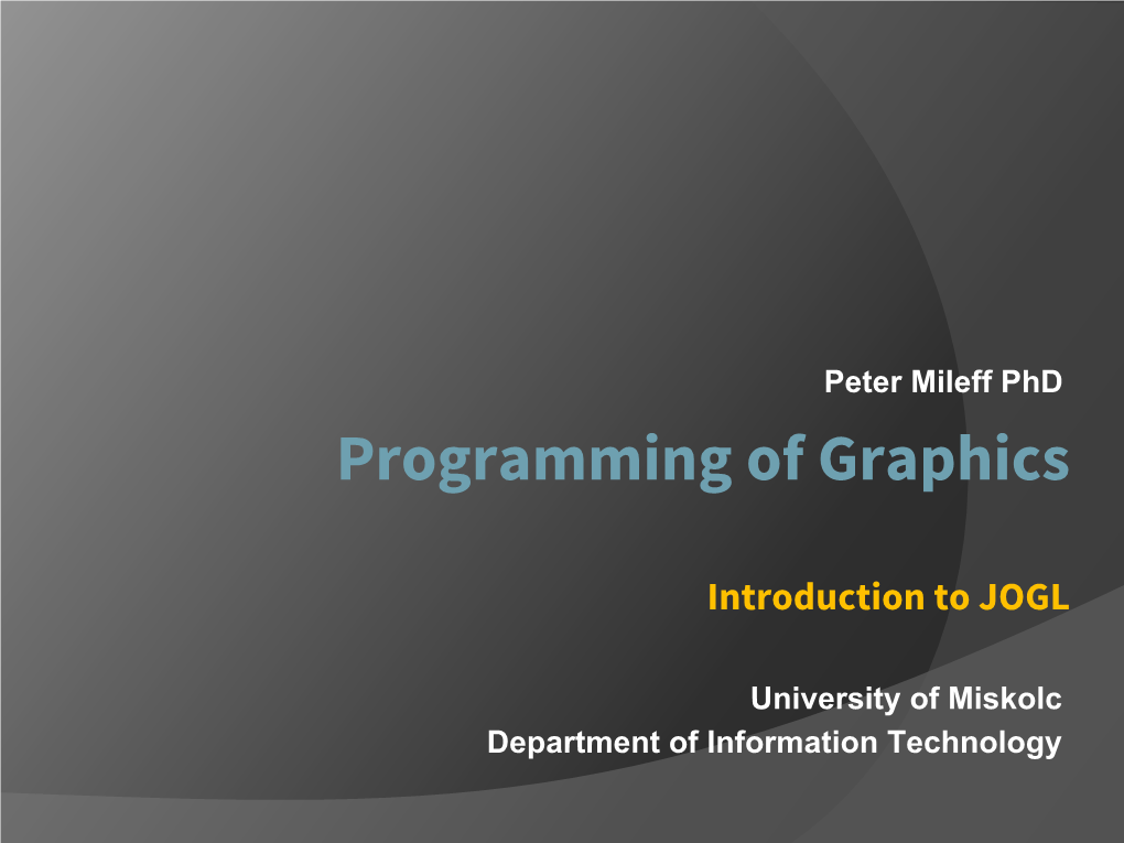 Programming of Graphics