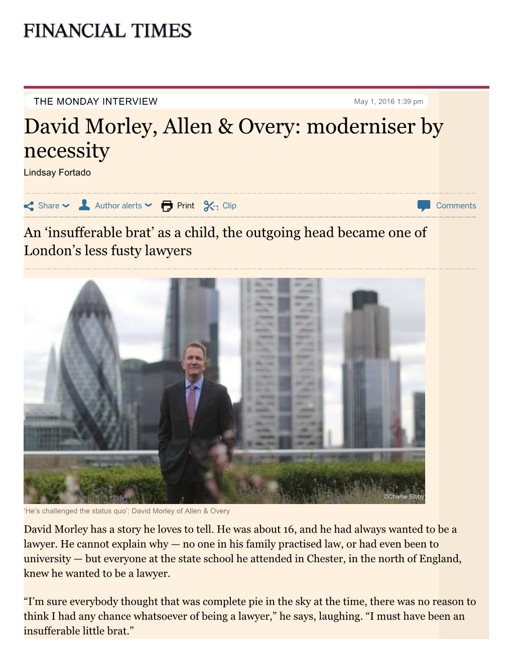 David Morley, Allen & Overy