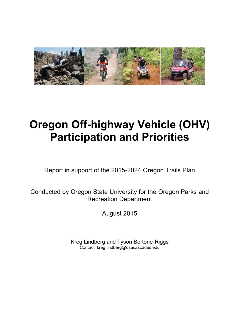 Oregon Off-Highway Vehicle (OHV) Participation and Priorities