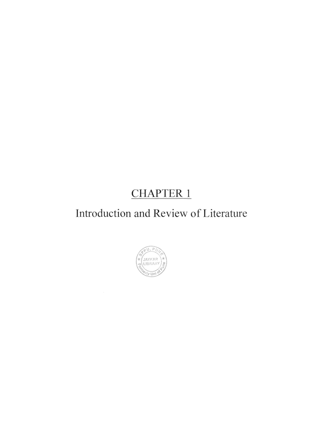 CHAPTER 1 Introduction and Review of Literature CHAPTEE 1