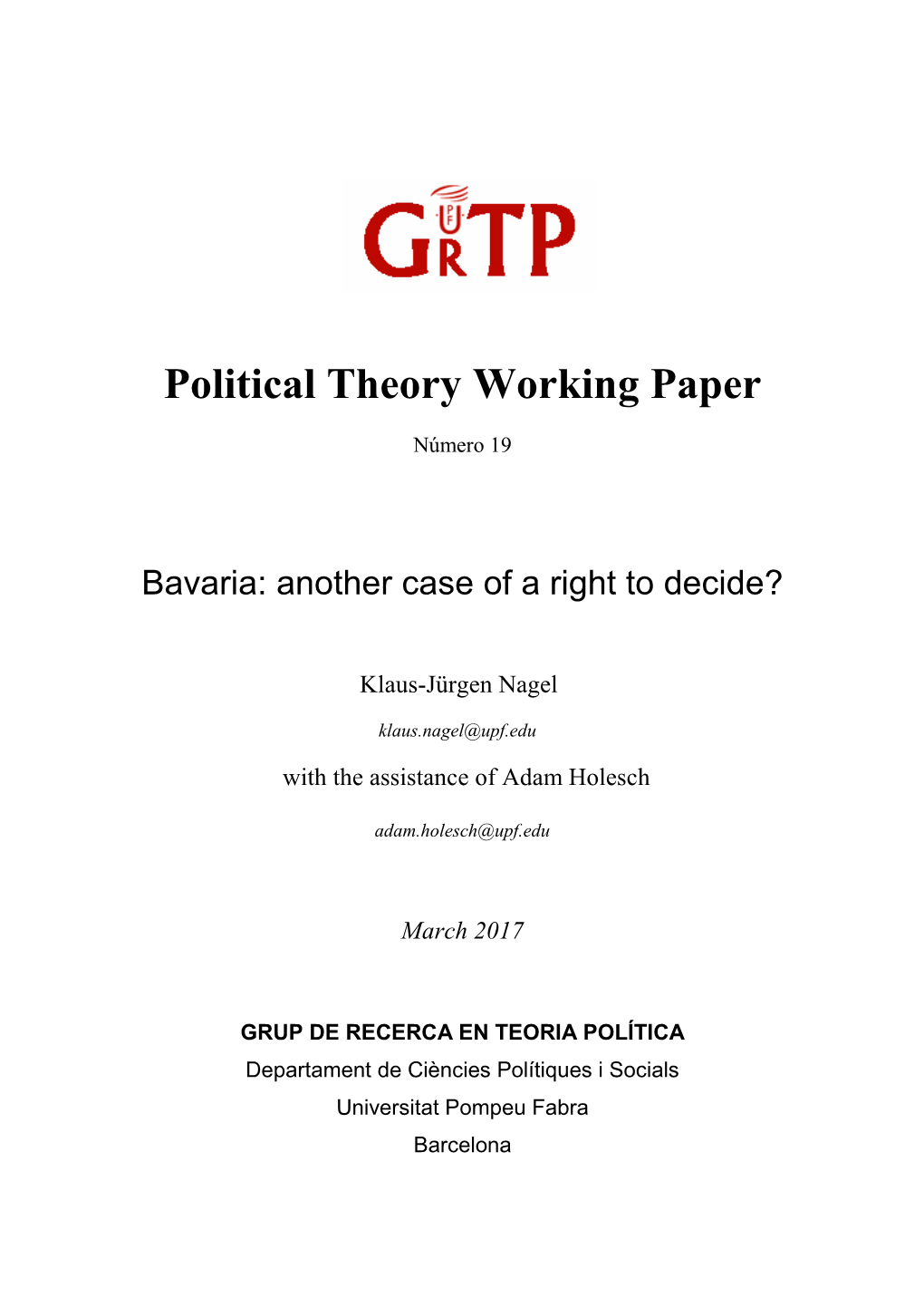 Political Theory Working Paper
