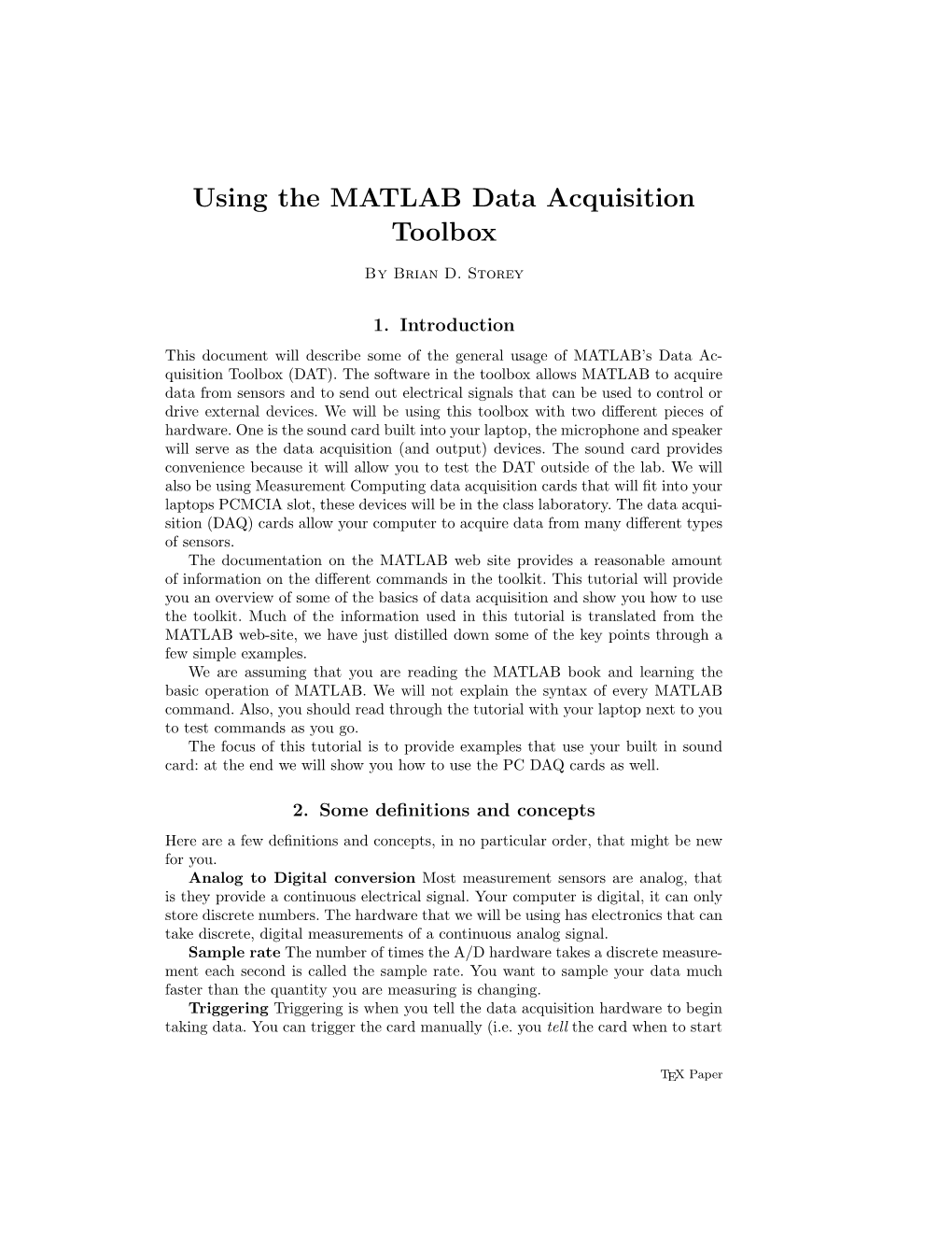 Using the MATLAB Data Acquisition Toolbox