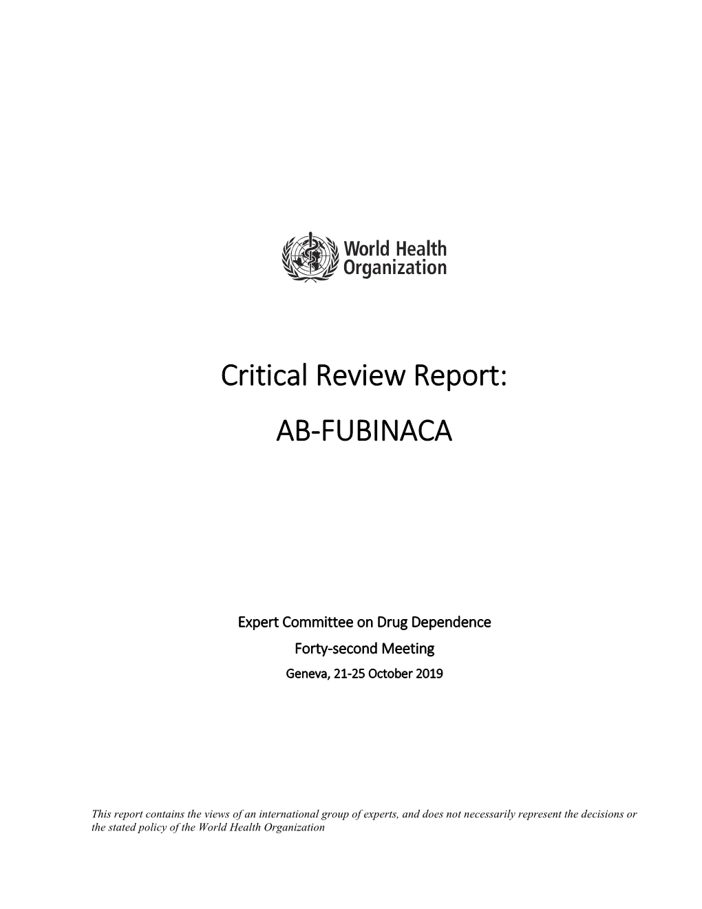 Critical Review Report: AB-FUBINACA