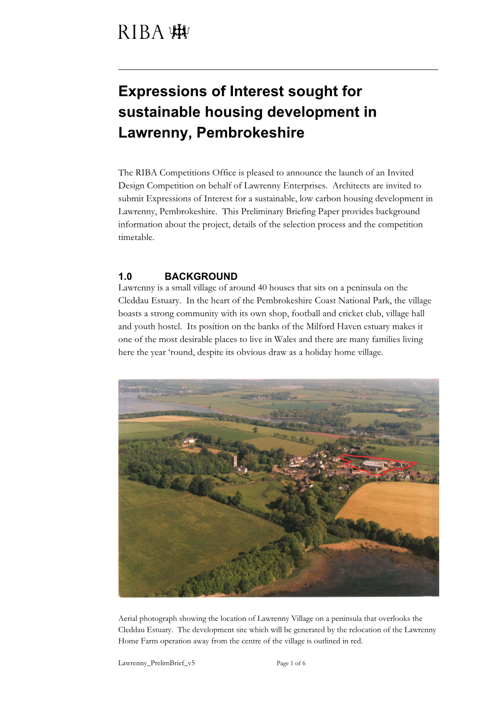 Expressions of Interest Sought for Sustainable Housing Development in Lawrenny, Pembrokeshire