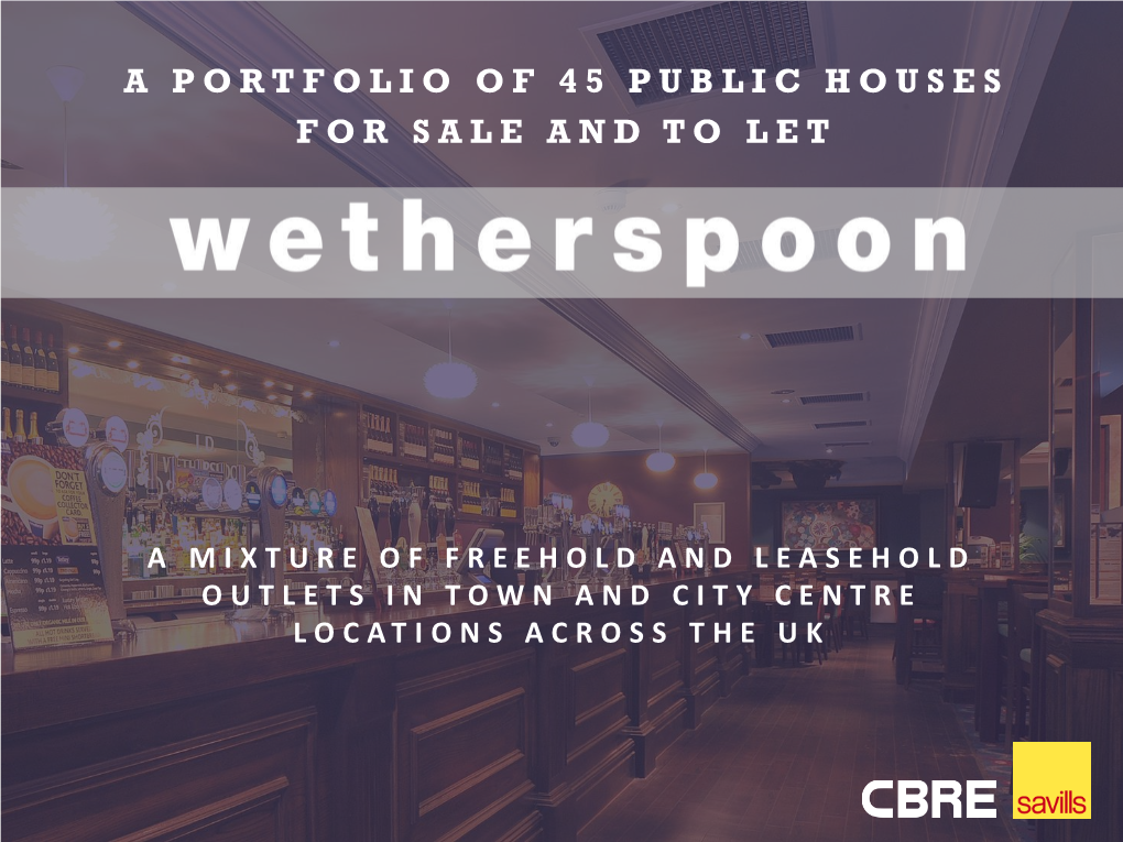 A Portfolio of 45 Public Houses for Sale and to Let