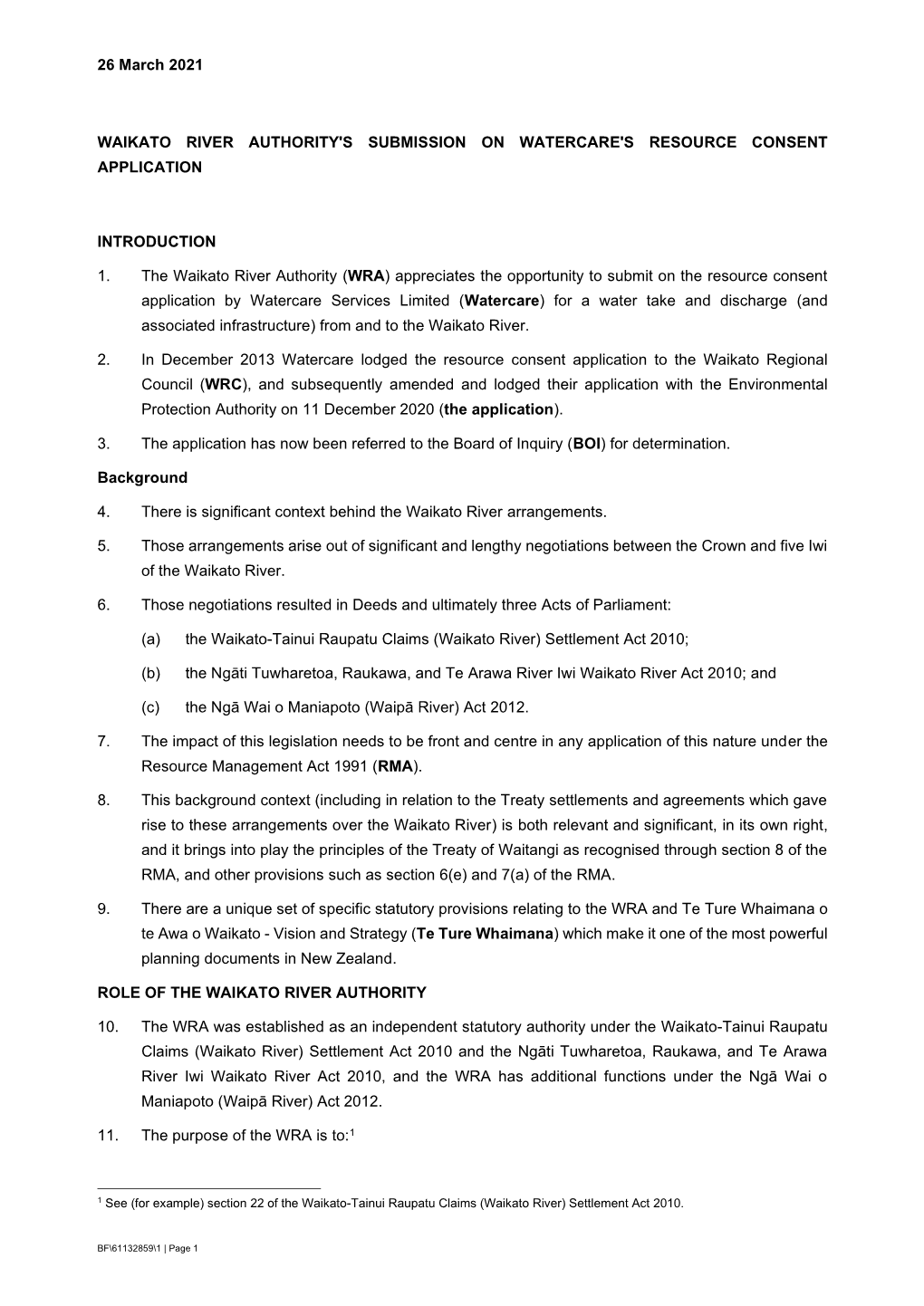 26-03-2021 Watercare's Resource Consent Application Submission